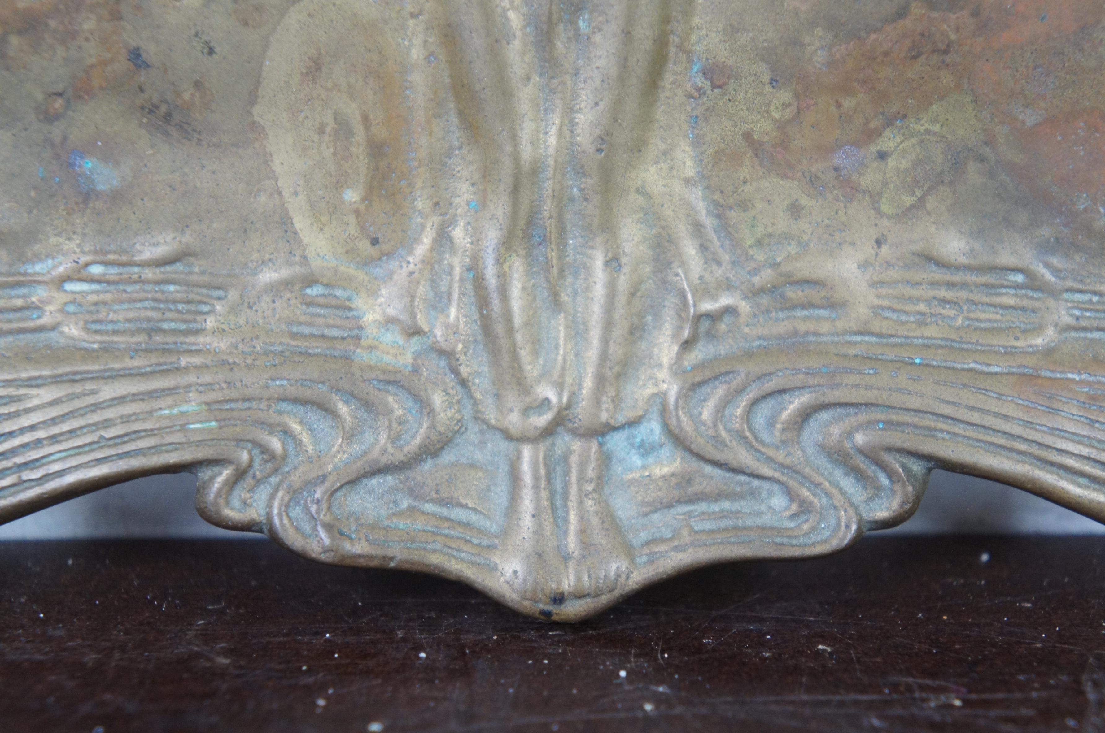 Francis Renaud Französisch Bronze Art Nouveau Figural Tablett Waschbecken Nymphe Jungfrau 2