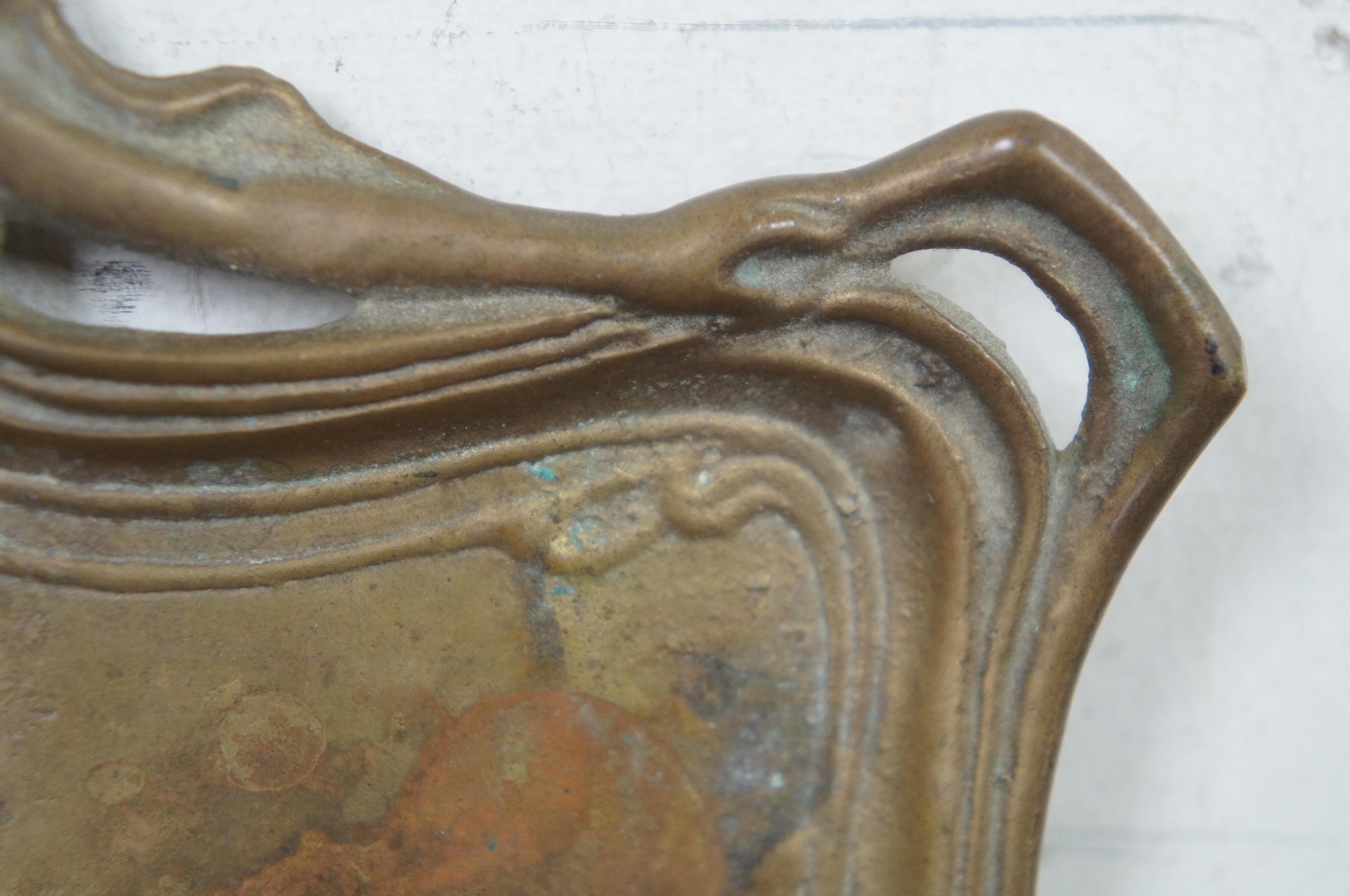 Francis Renaud Französisch Bronze Art Nouveau Figural Tablett Waschbecken Nymphe Jungfrau 3