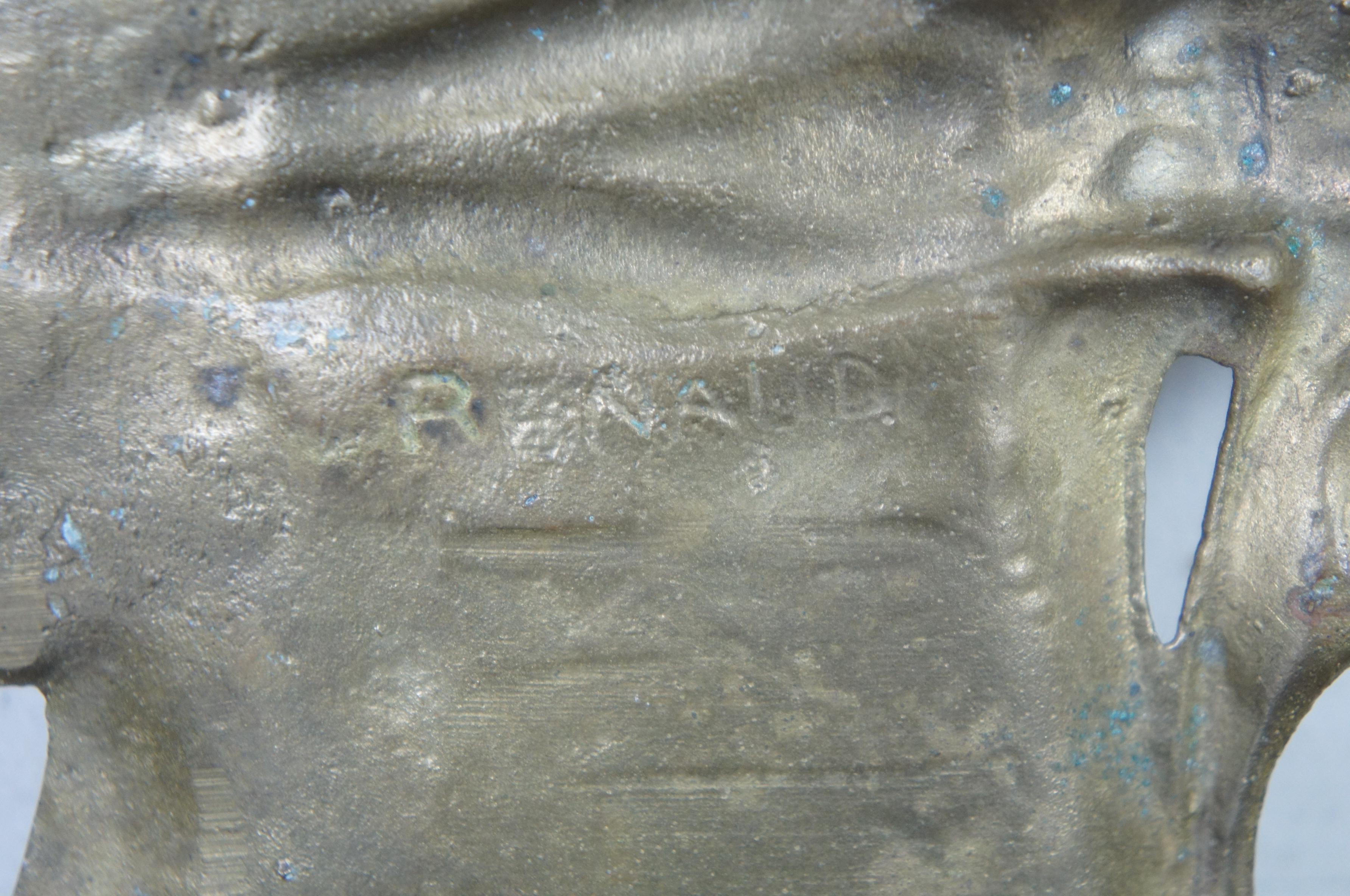 Francis Renaud Französisch Bronze Art Nouveau Figural Tablett Waschbecken Nymphe Jungfrau 4