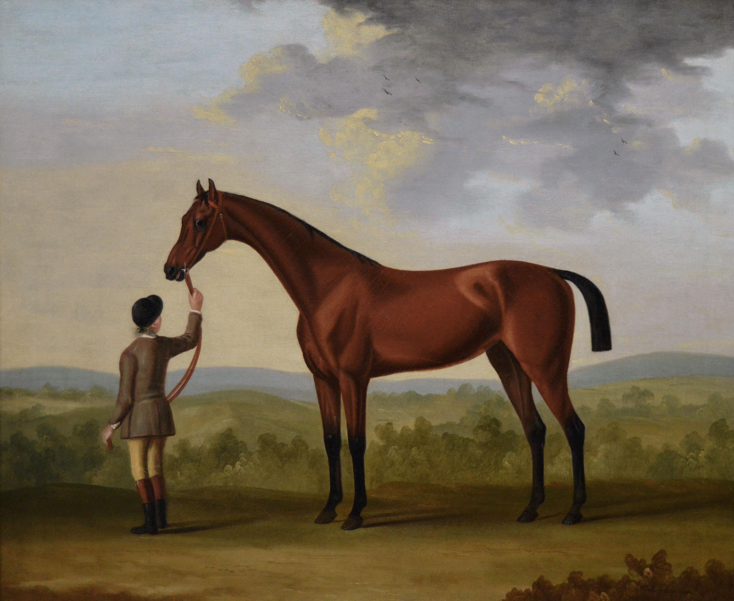 18th Century sporting horse portrait oil painting of a race horse and groom  - Painting by Francis Sartorius