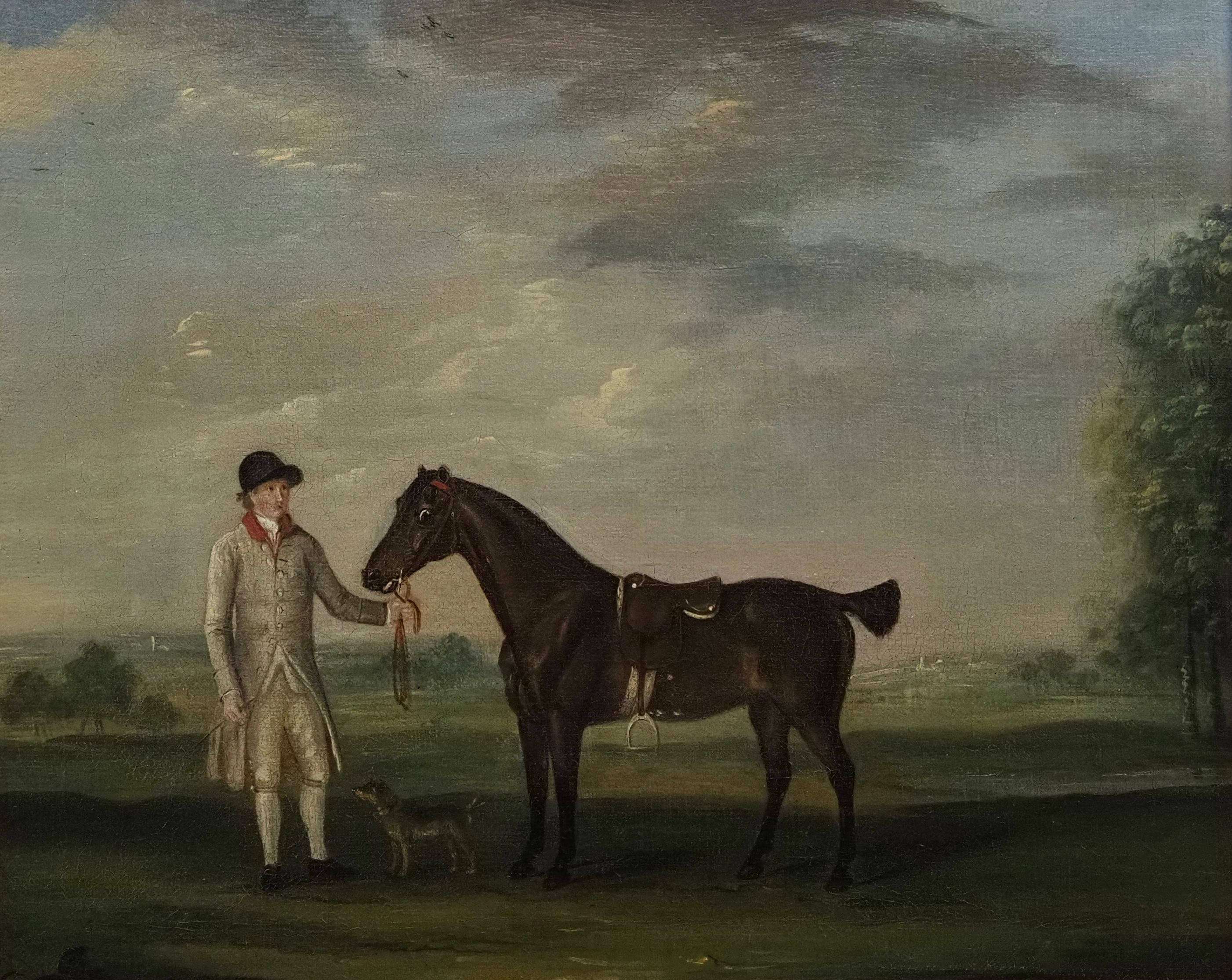 Ein Pferd und ein Haustier mit einem Hund – Painting von Francis Sartorius