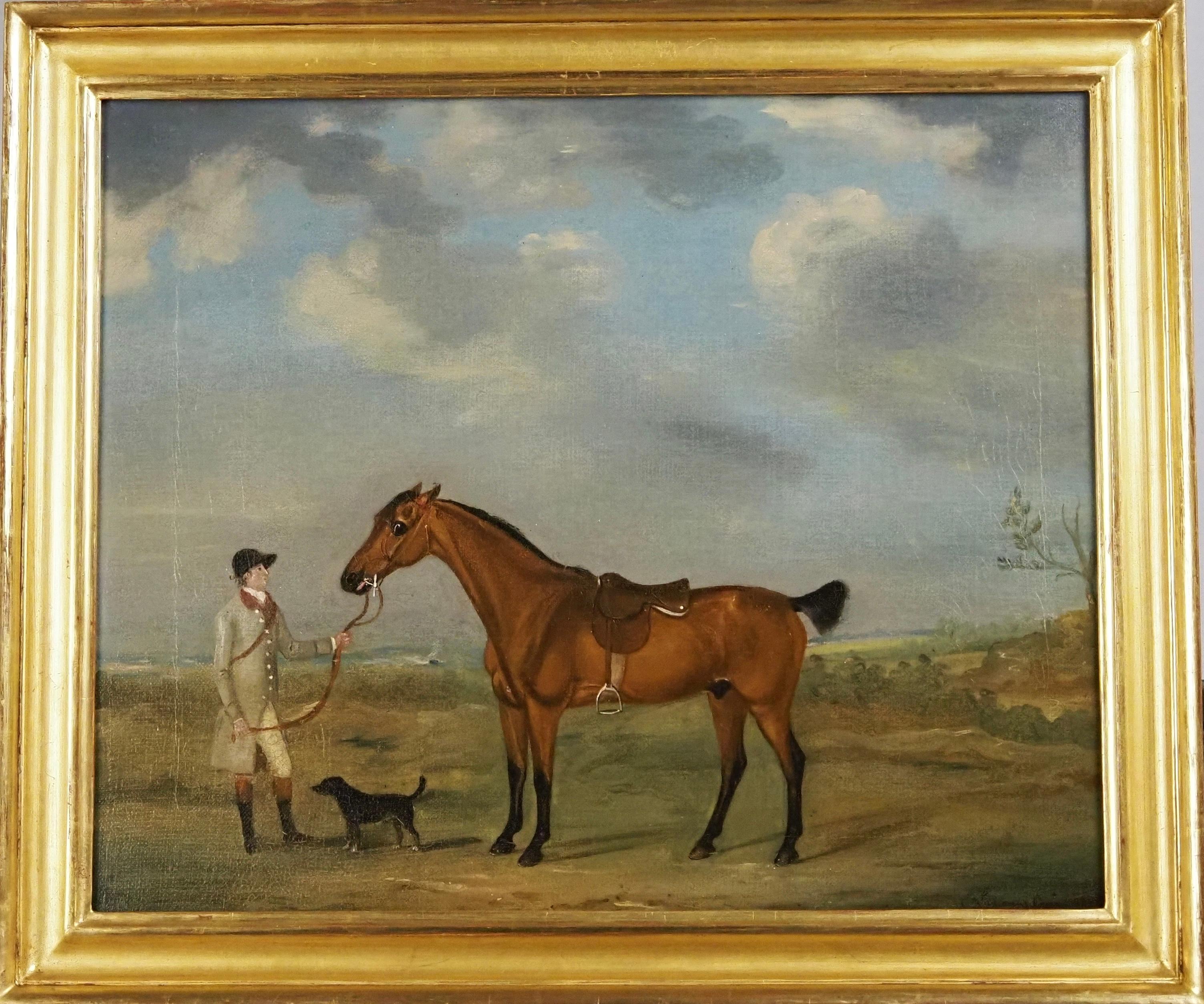Francis Sartorius Animal Painting – Ein Pferd und ein Haustier mit einem Hund
