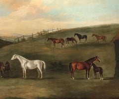C18th Sartorius Oil Painting of Horses in a Landscape - Mares and Foals