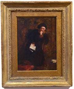 The Scholar, Portrait of a Seated Man, Signed, Oil on Canvas, 19th Century