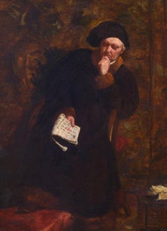 „Der Gelehrte“, Porträt eines sitzenden Mannes, signiert, Öl auf Leinwand, 19. Jahrhundert