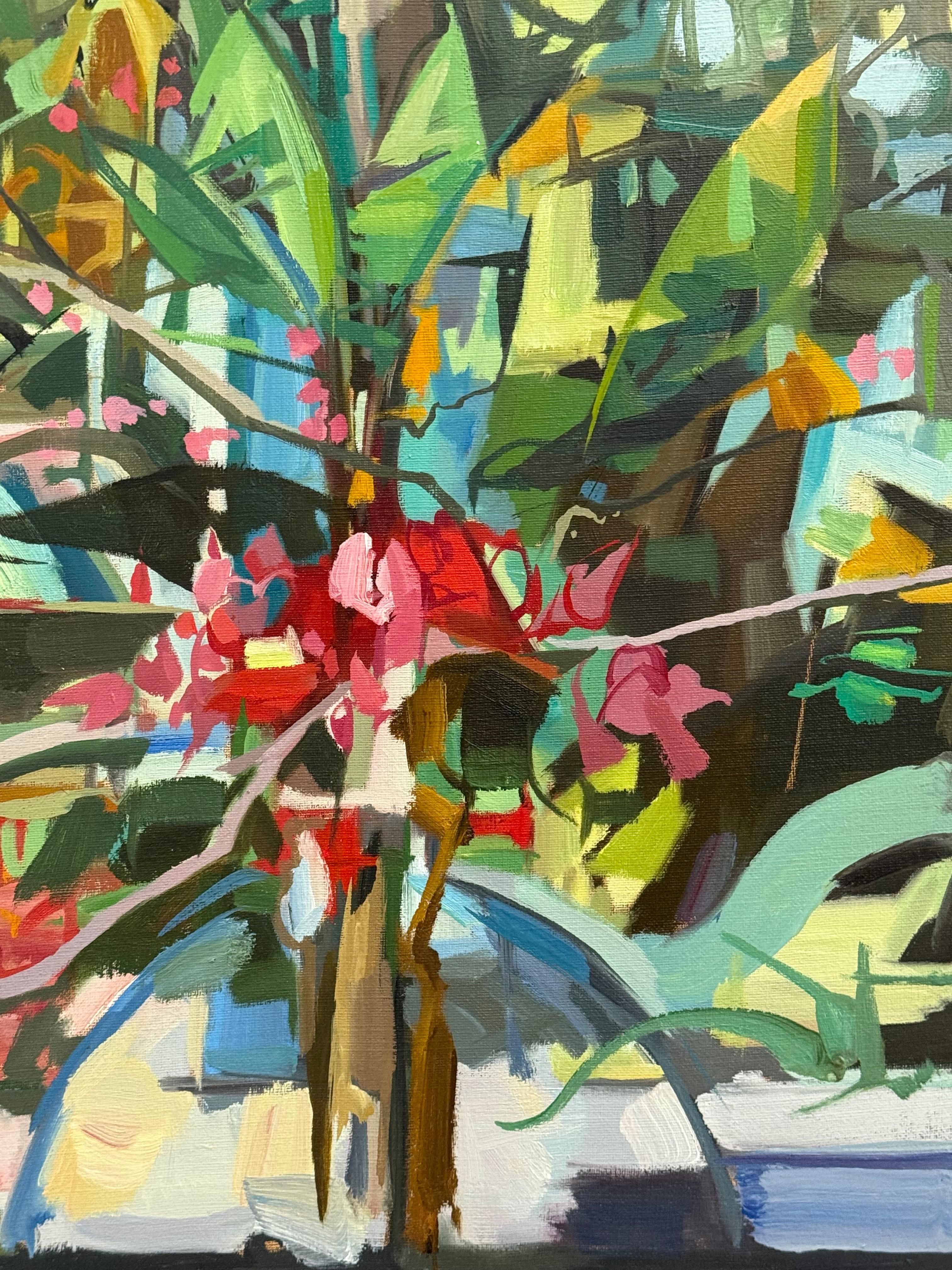 Imagined Landscape Winter Spring - Contemporary Botanical Flowers Garden, 2025 (Schwarz), Landscape Painting, von Francis Sills