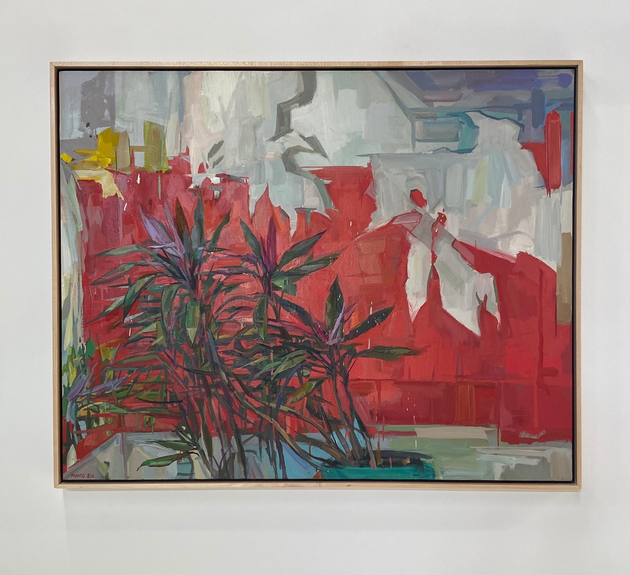 Lodger - Bodegón Botánico Contemporáneo Planta de Yuca Tropical Rojo, 2022 - Painting de Francis Sills
