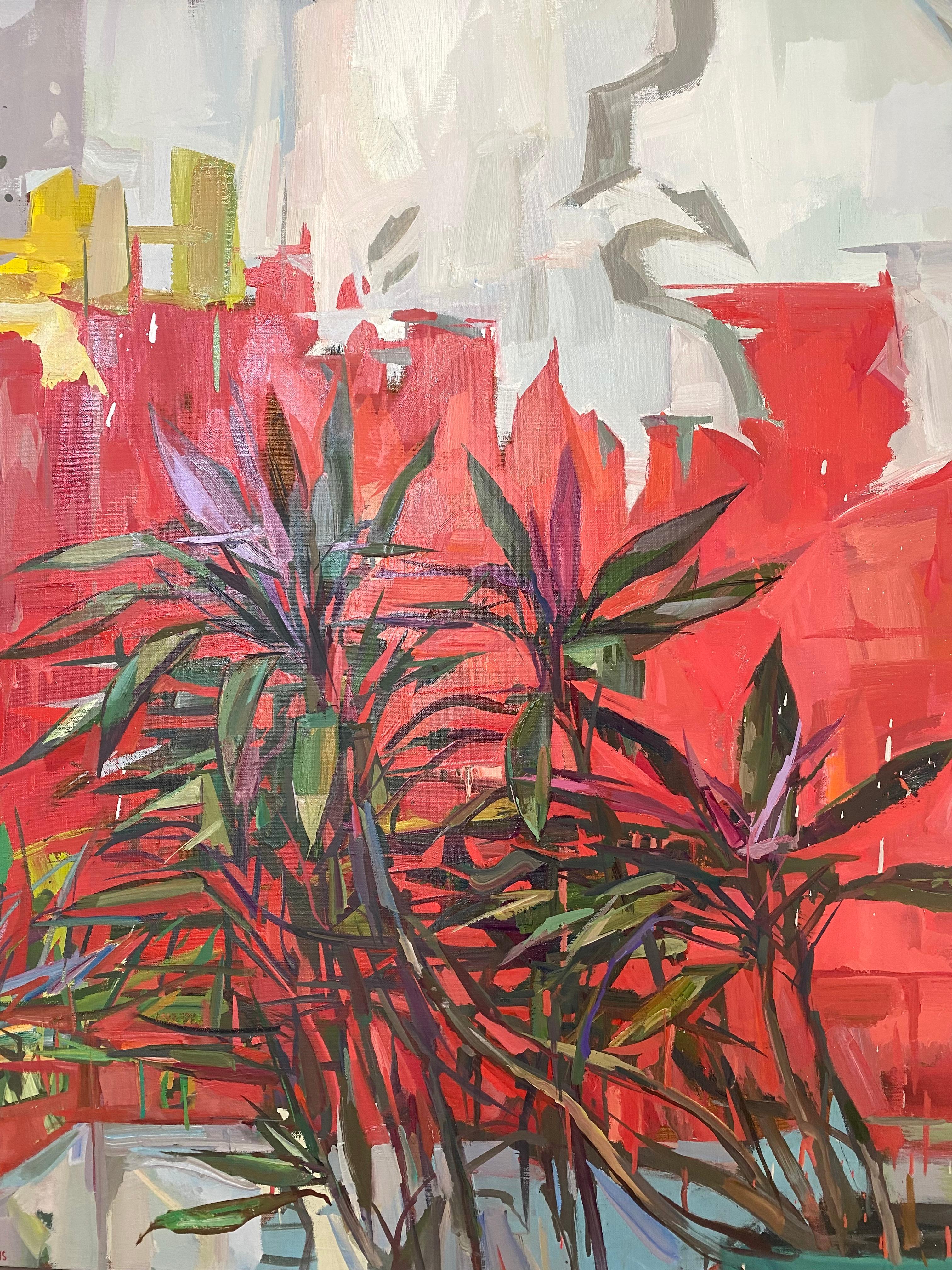 Lodger - Bodegón Botánico Contemporáneo Planta de Yuca Tropical Rojo, 2022 en venta 3