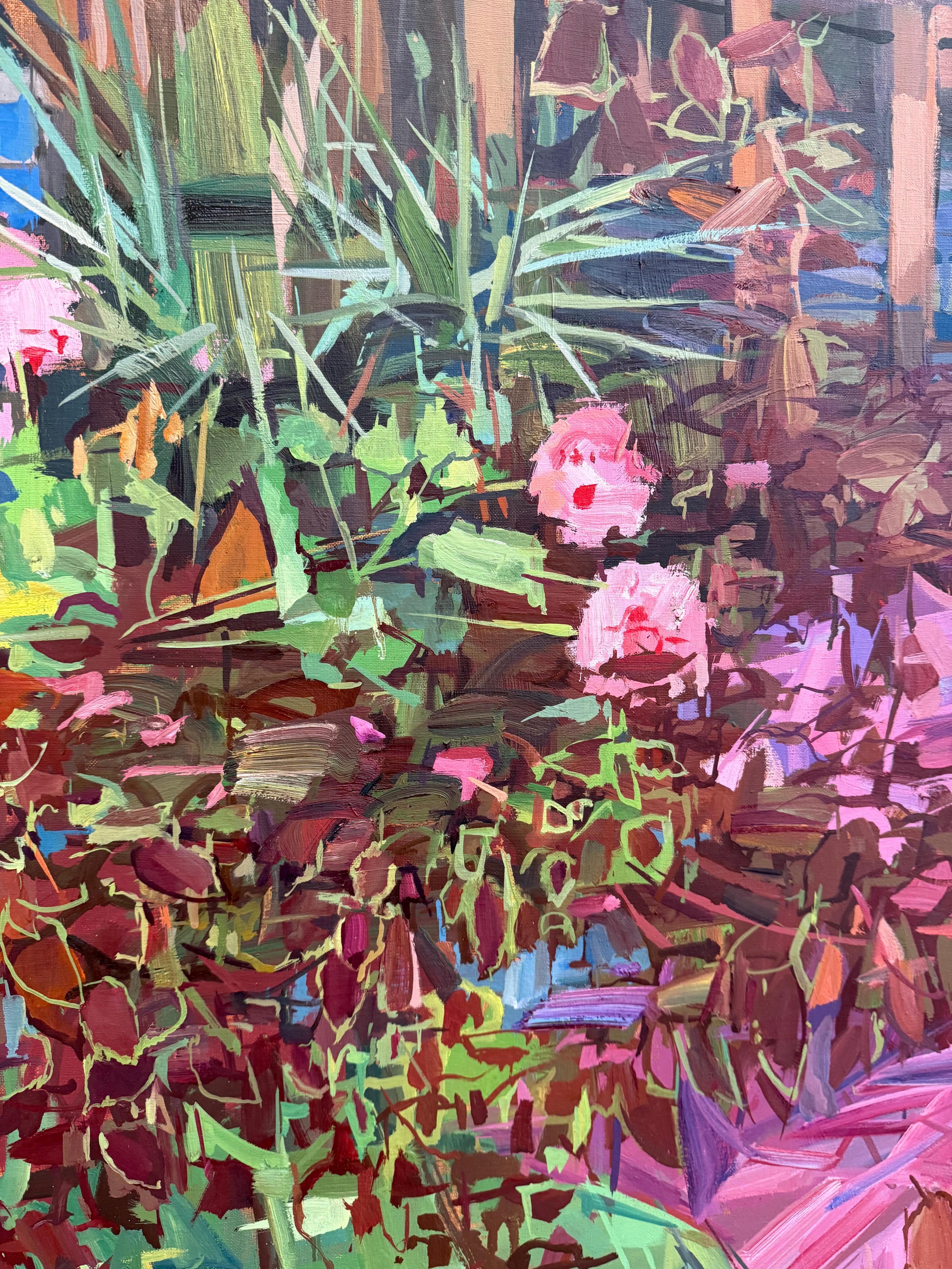 Fusión - Botánico Contemporáneo Rosa Verde Plantas Flores Porche, 2020 en venta 2