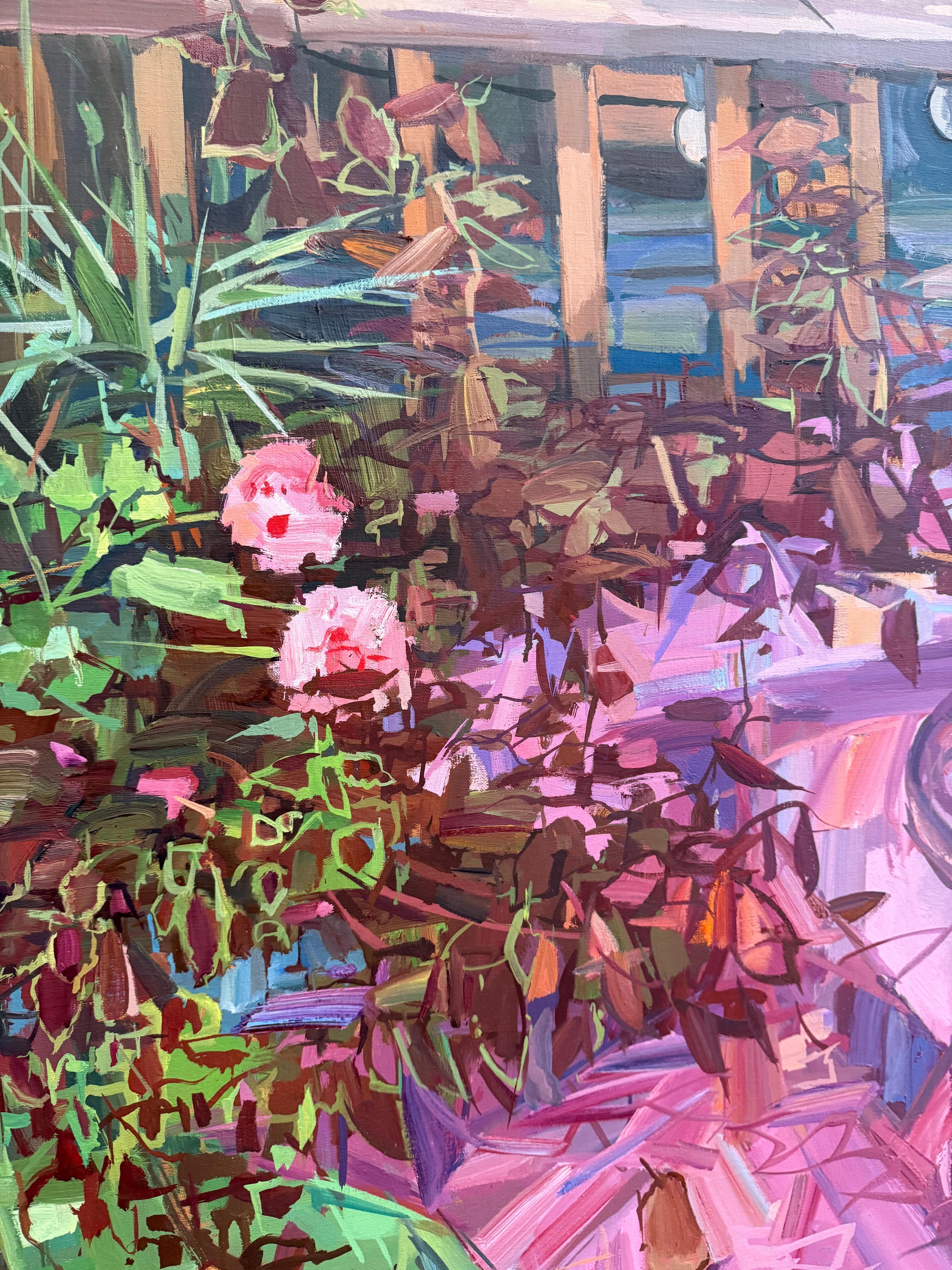 Fusión - Botánico Contemporáneo Rosa Verde Plantas Flores Porche, 2020 en venta 4