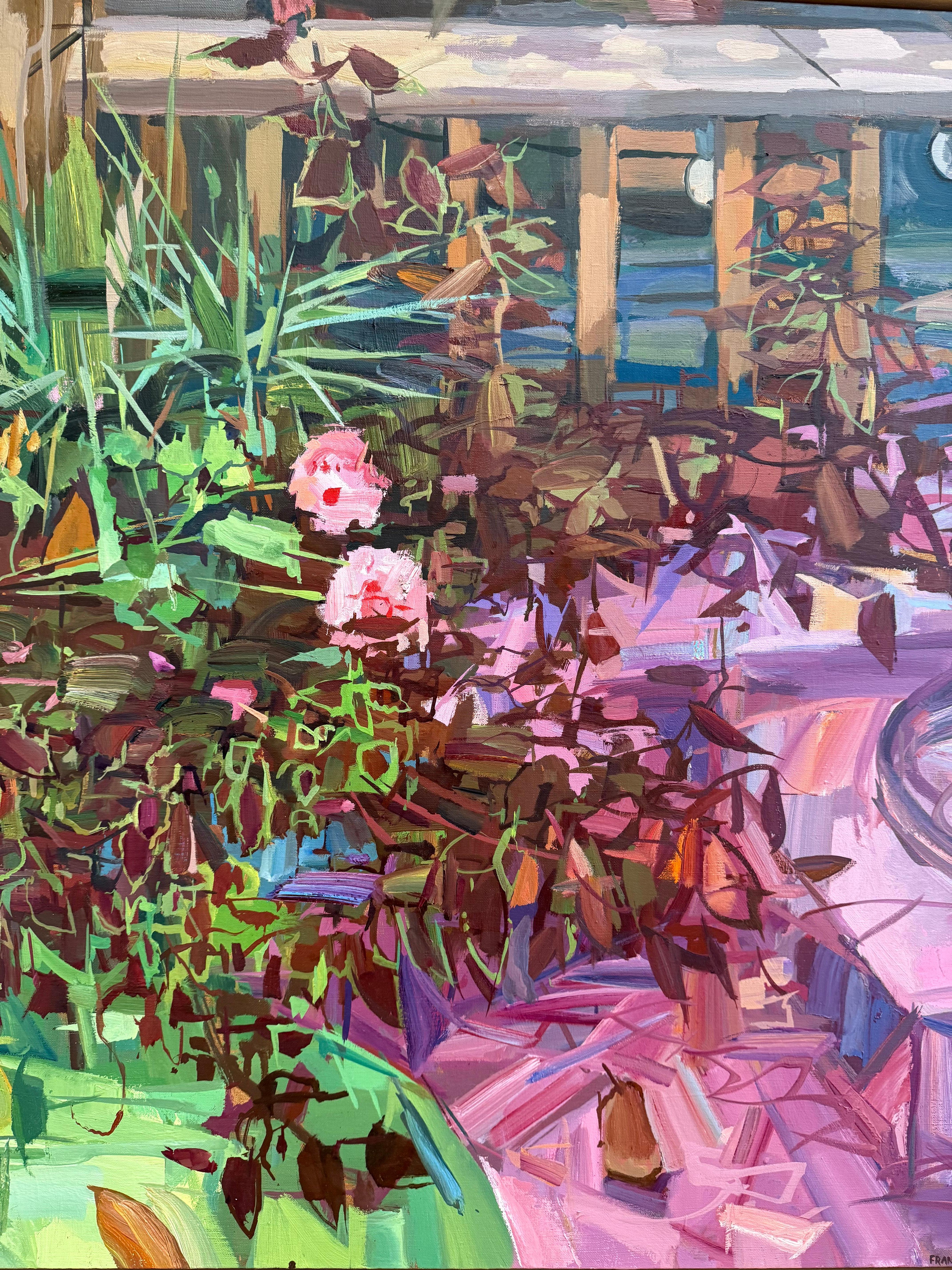 Fusión - Botánico Contemporáneo Rosa Verde Plantas Flores Porche, 2020 en venta 5