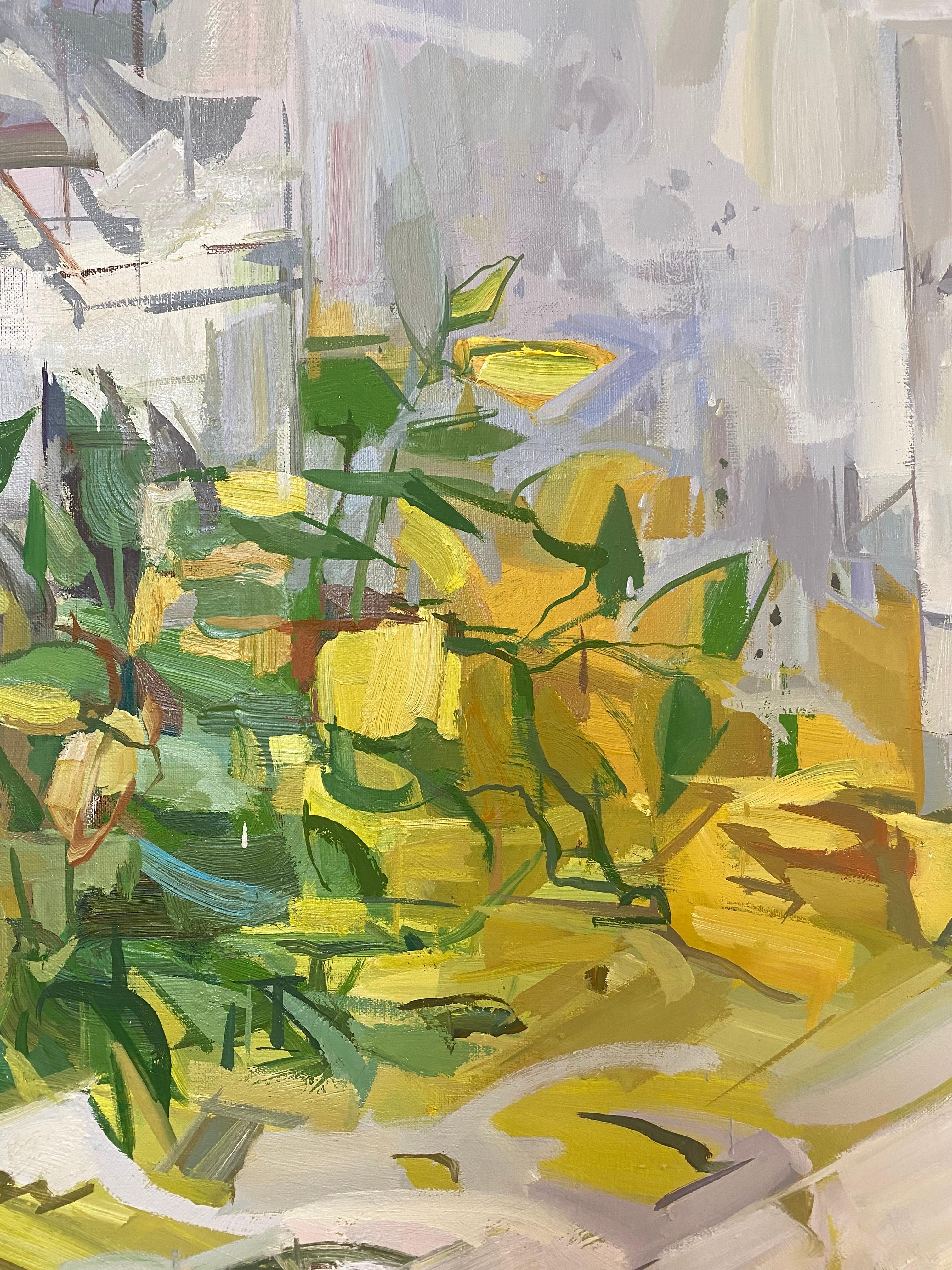 Modified Shift - Nature morte contemporaine abstraite botanique Jaune Vert Fleurs en vente 1