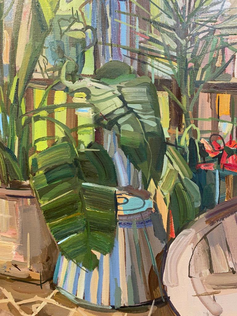 Plants on Porch - Contemporary Botanical Geranium Flowers Potted Plants, 2017 For Sale 2