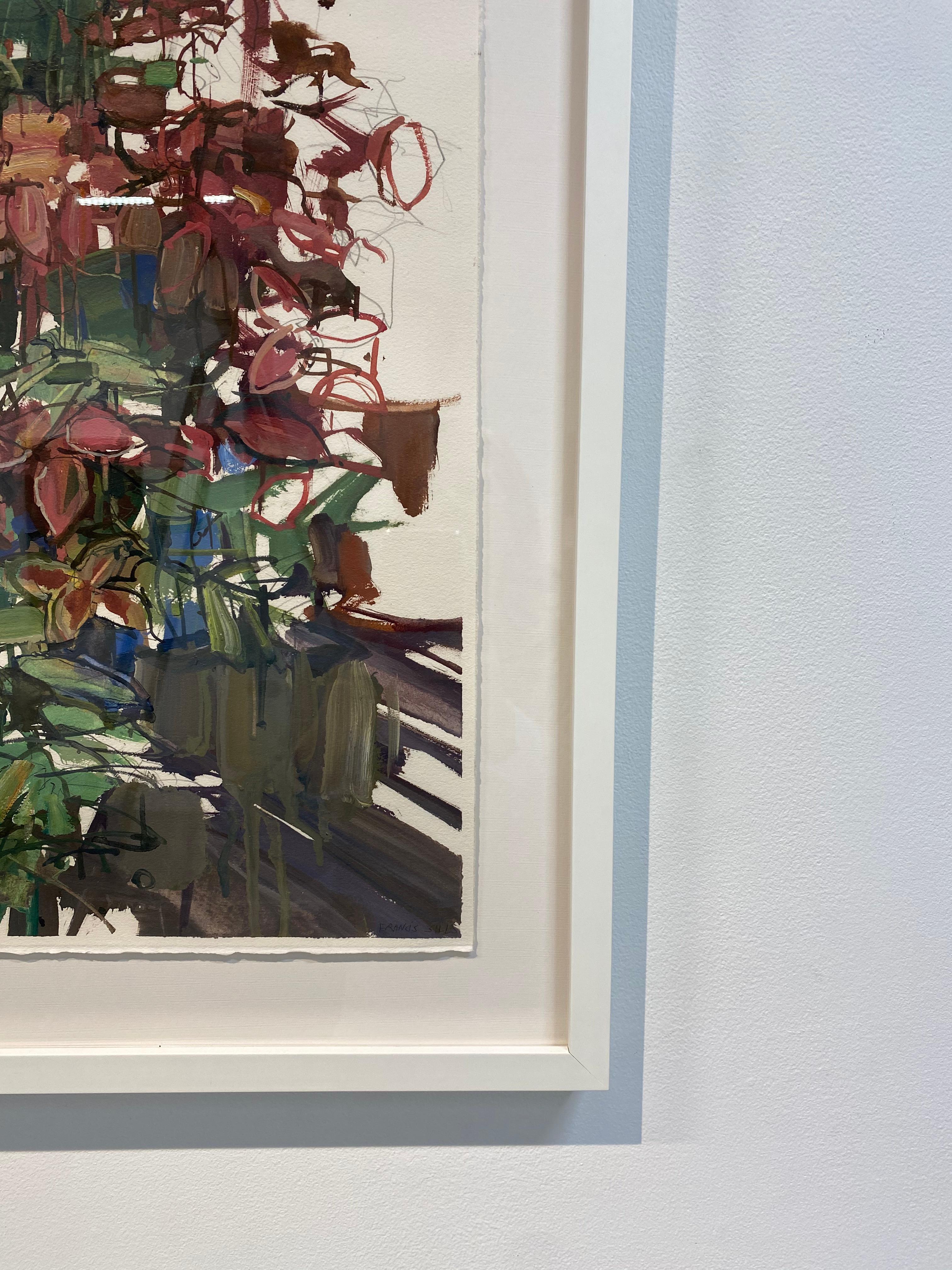 Flores rojas - Botánica abstracta contemporánea Flores rojas Hojas verdes, 2014 en venta 5
