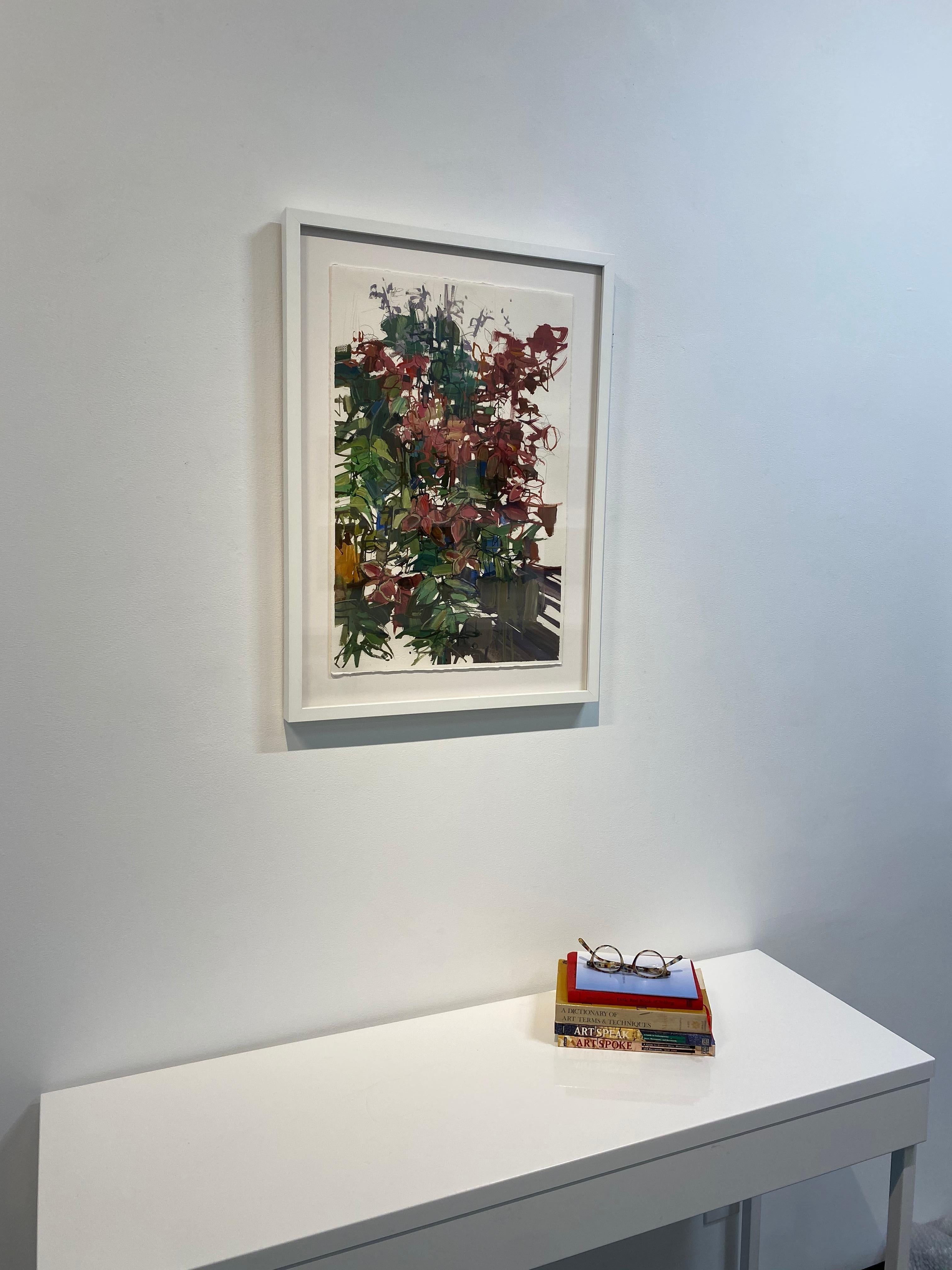 Flores rojas - Botánica abstracta contemporánea Flores rojas Hojas verdes, 2014 en venta 6