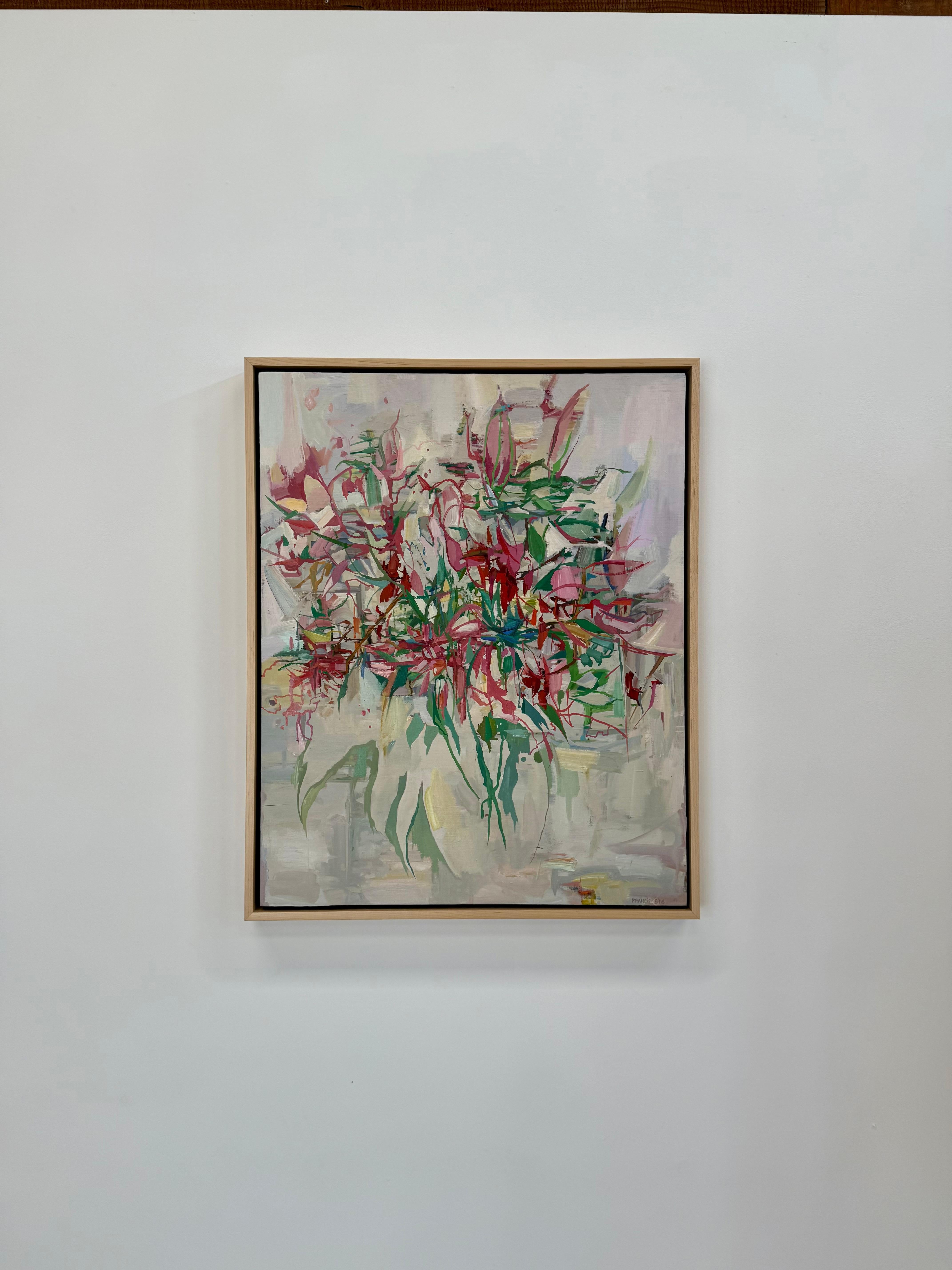 Lys des étoiles - Fleurs botaniques abstraites contemporaines Rouge Rose Vert, 2025 - Painting de Francis Sills