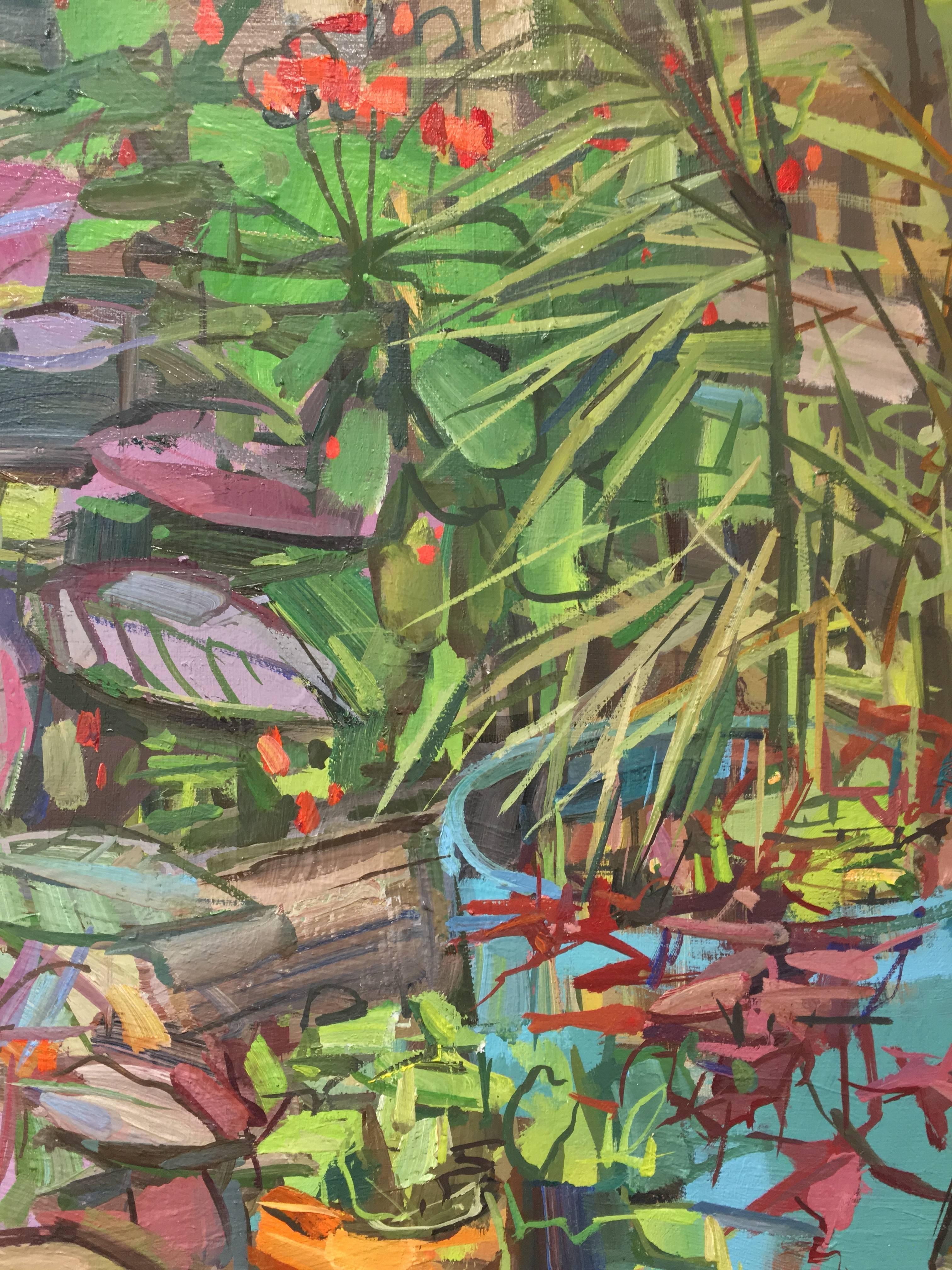 Summer Garden II - Contemporary Botanical Tropical Plants on Porch, 2017 For Sale 2