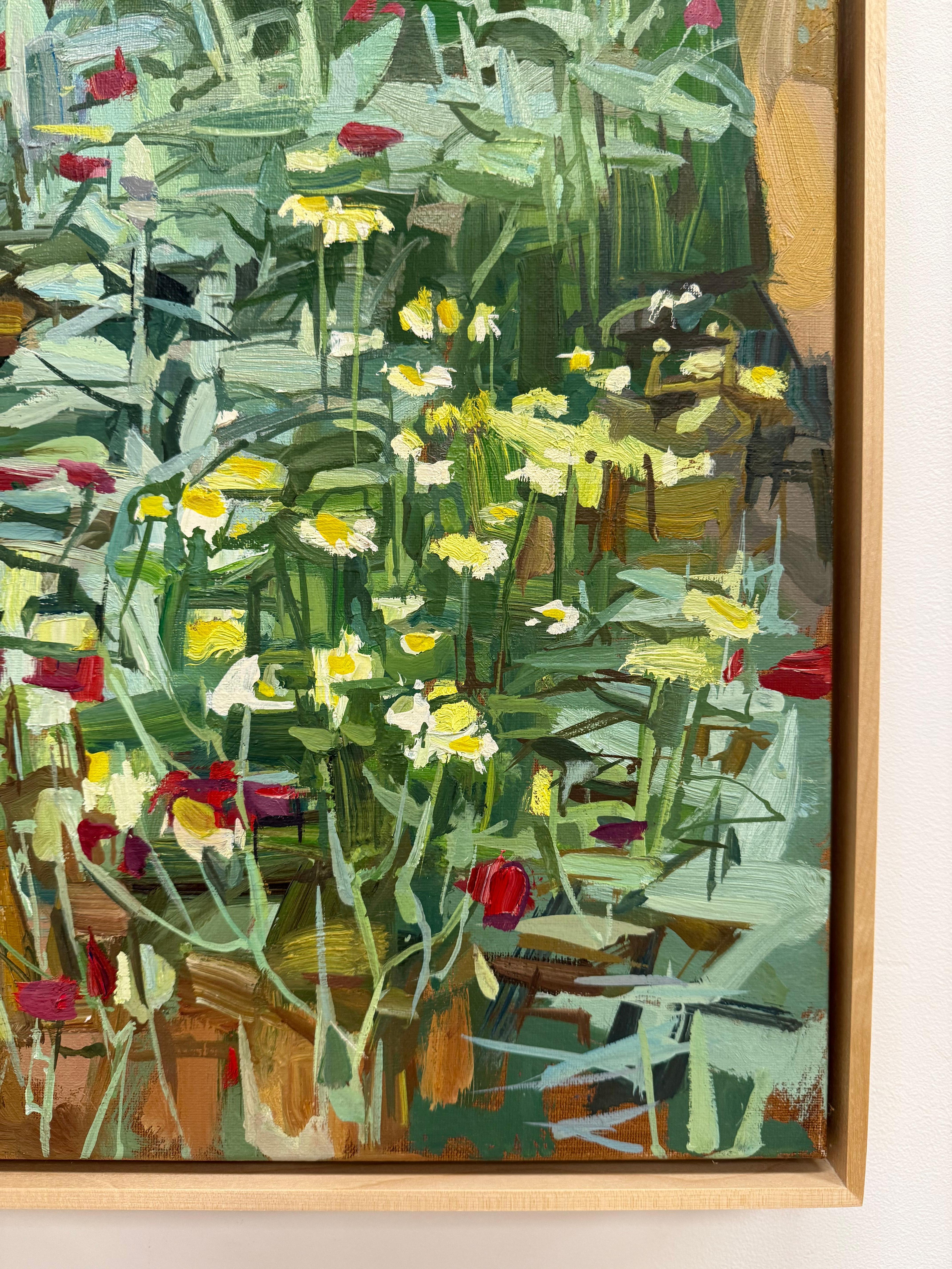 Wildblumen - Zeitgenössischer Botanischer Garten Grüne Pflanzen Rote Blumen Gänseblümchen, 2020 im Angebot 7