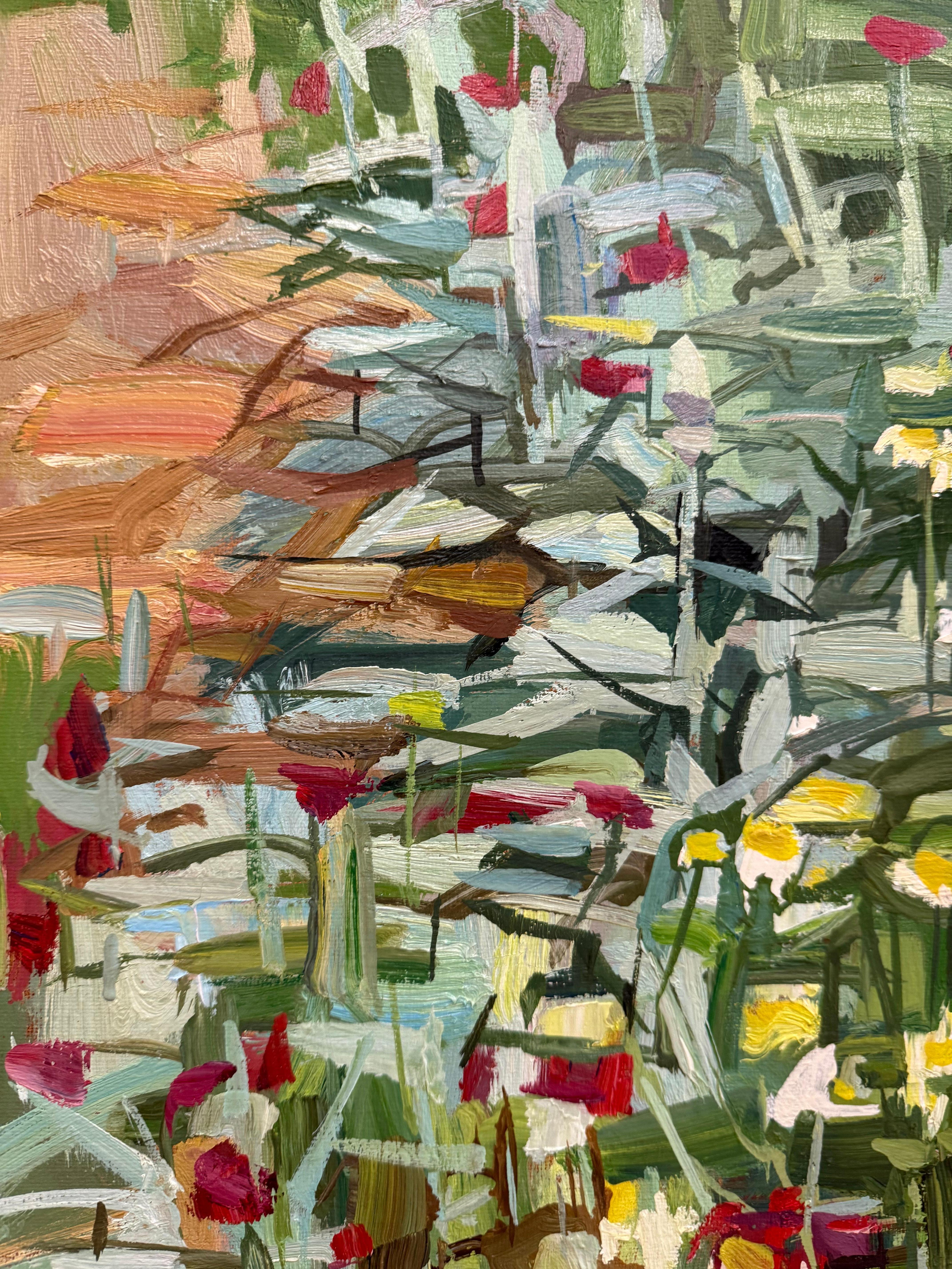 Wildblumen - Zeitgenössischer Botanischer Garten Grüne Pflanzen Rote Blumen Gänseblümchen, 2020 im Angebot 3