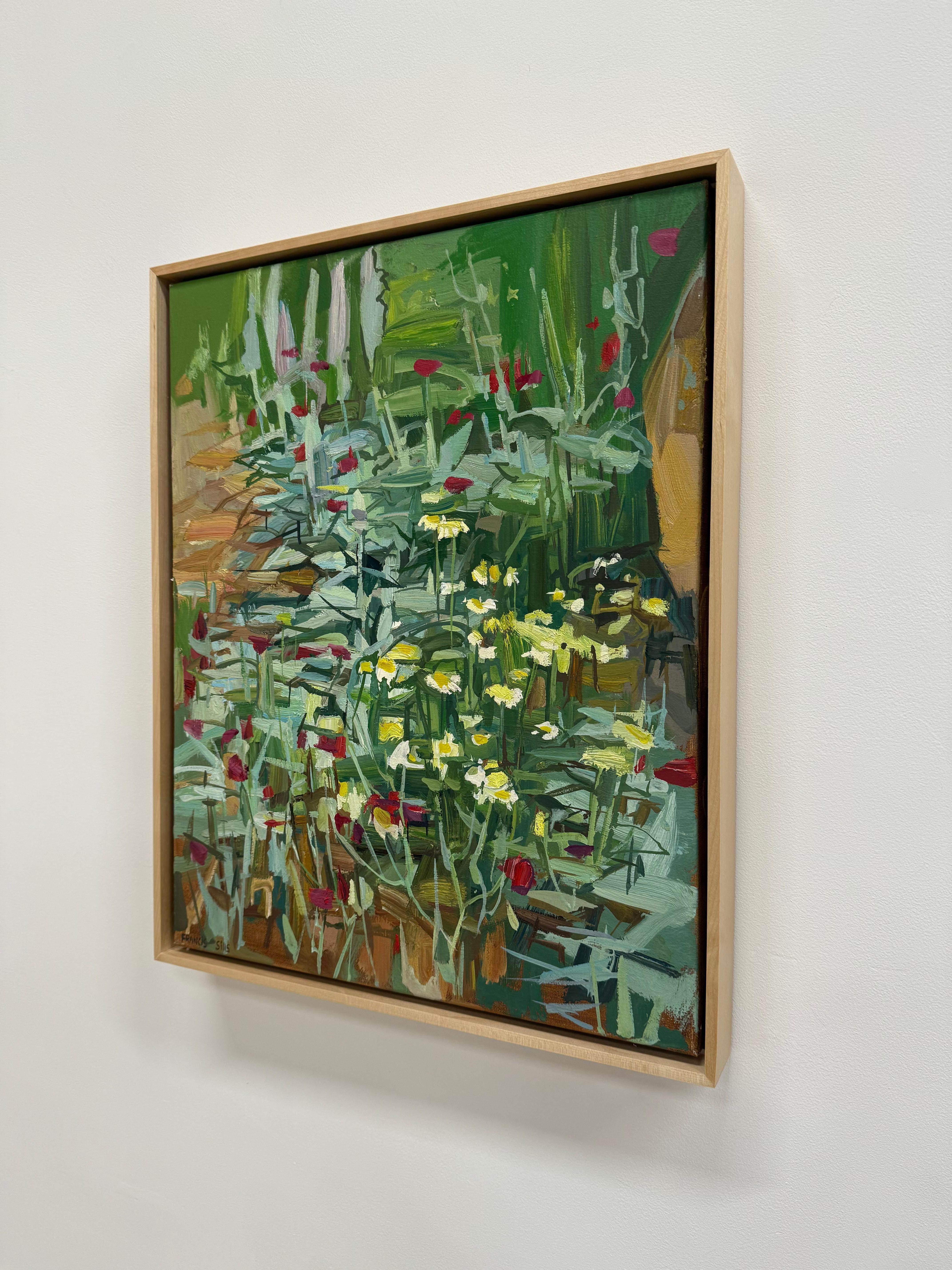 Wildblumen - Zeitgenössischer Botanischer Garten Grüne Pflanzen Rote Blumen Gänseblümchen, 2020 im Angebot 6