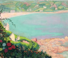 Baia sulla costa - Portogallo - Paesaggio post-impressionista a olio di Francis Smith