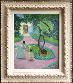 Dans La Jardin - Post Impressionist Oil, Figures in Garden by Francis Smith