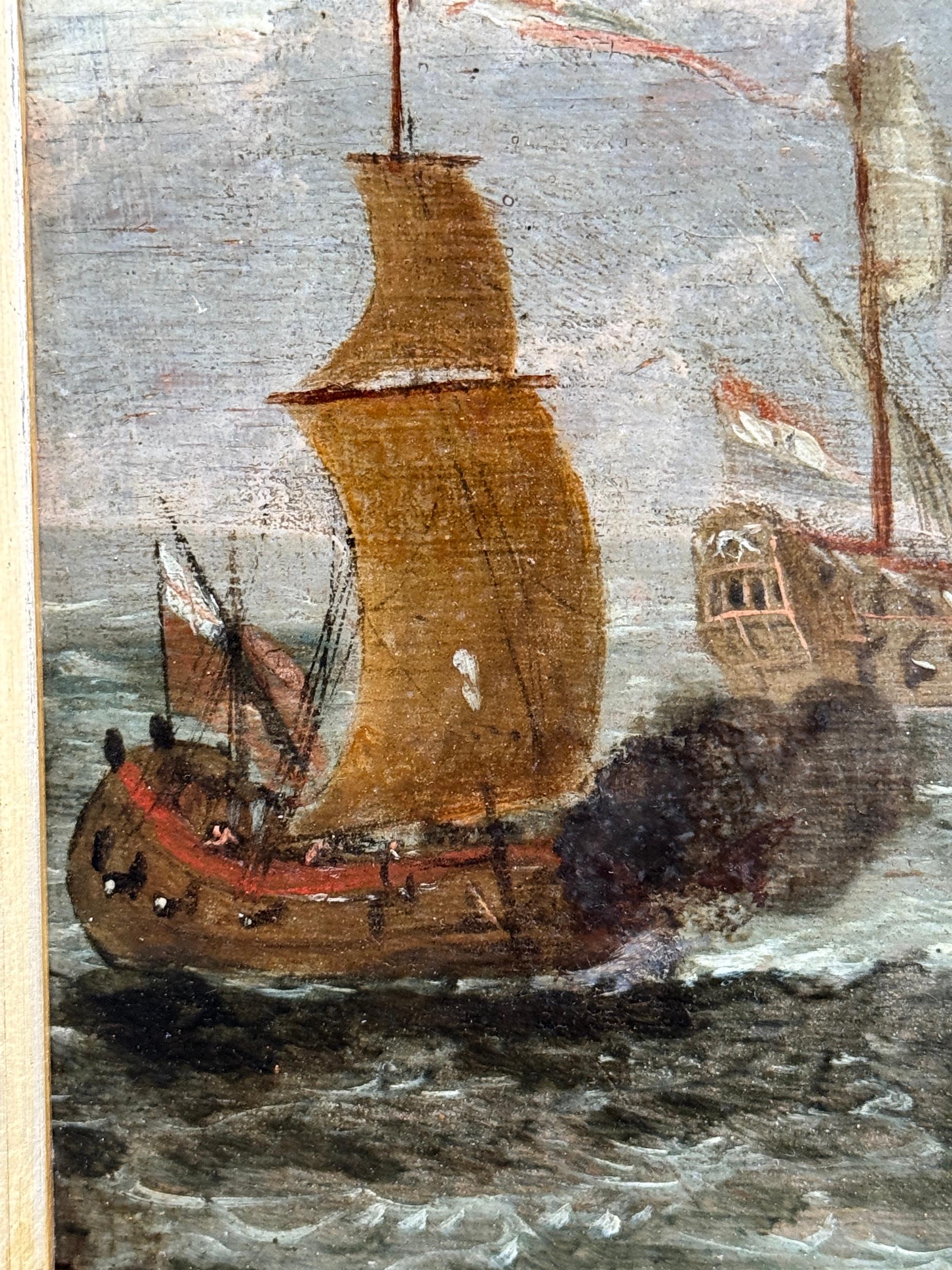 Marina inglesa del siglo XVIII Escena de batalla entre barcos de guerra holandeses y británicos en venta 1