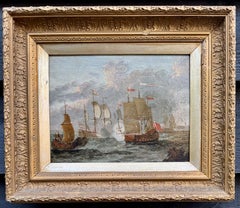 18th century English marine Battle scene between Dutch and British warships