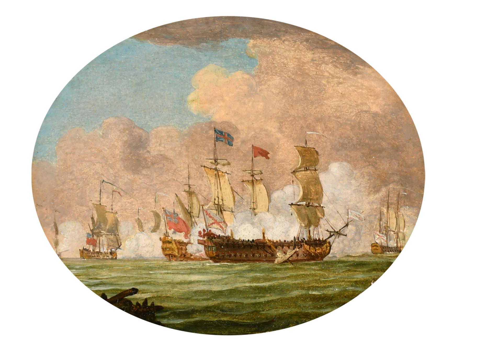 A Naval Engagement - Painting by Francis Swaine