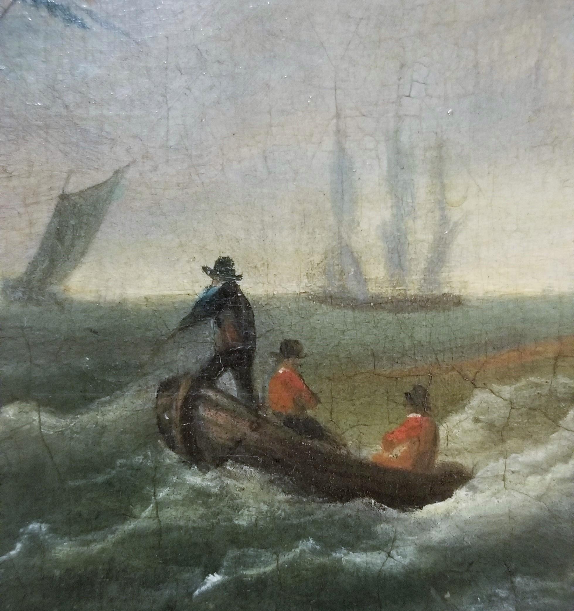 Vases de pêche en tempête /// Francis Swaine Maritime Seascape Antique Ship en vente 10