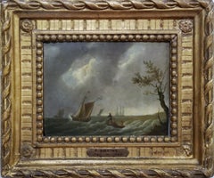 Dutch Fishing Vessels in Storm /// Francis Swaine Maritime Seascape Antique Ship
