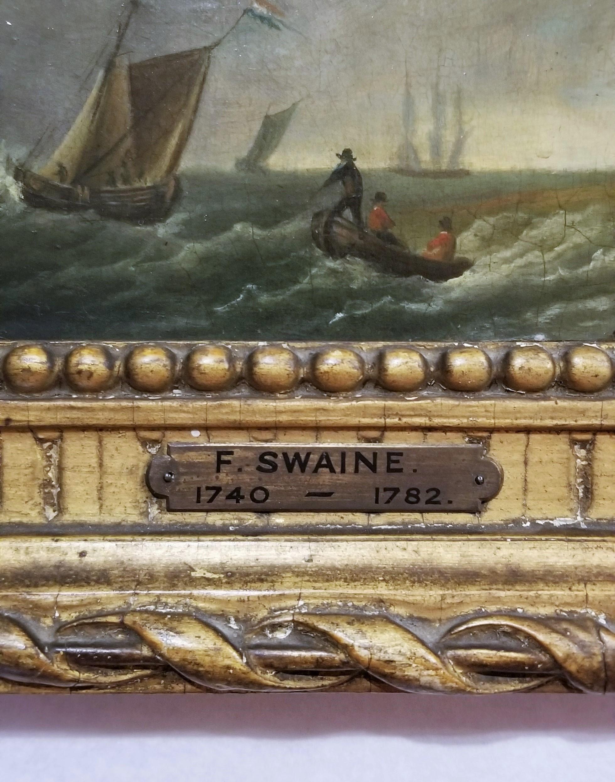 Vases de pêche en tempête /// Francis Swaine Maritime Seascape Antique Ship en vente 6