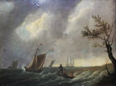 Niederländische Fischergefäße im Sturm /// Francis Swaine Maritime Meereslandschaft Antikesschiff