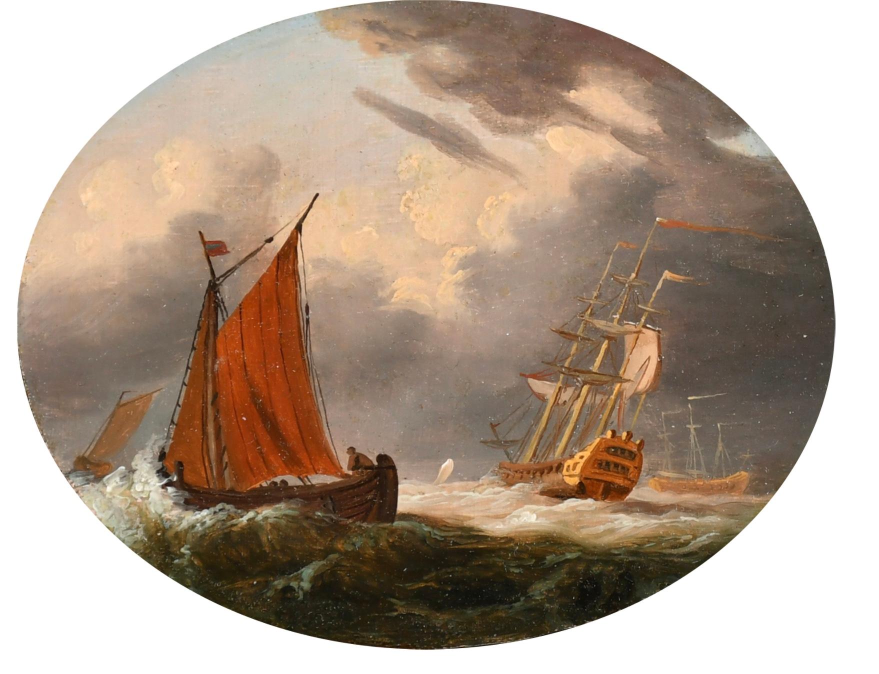 Shipping in choppy seas - Painting by Francis Swaine