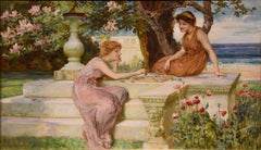 Pittura a olio di Francis Sydney Muschamp "Un pomeriggio di relax".