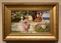 Oil Painting by Francis Sydney Muschamp "A Relaxing afternoon"