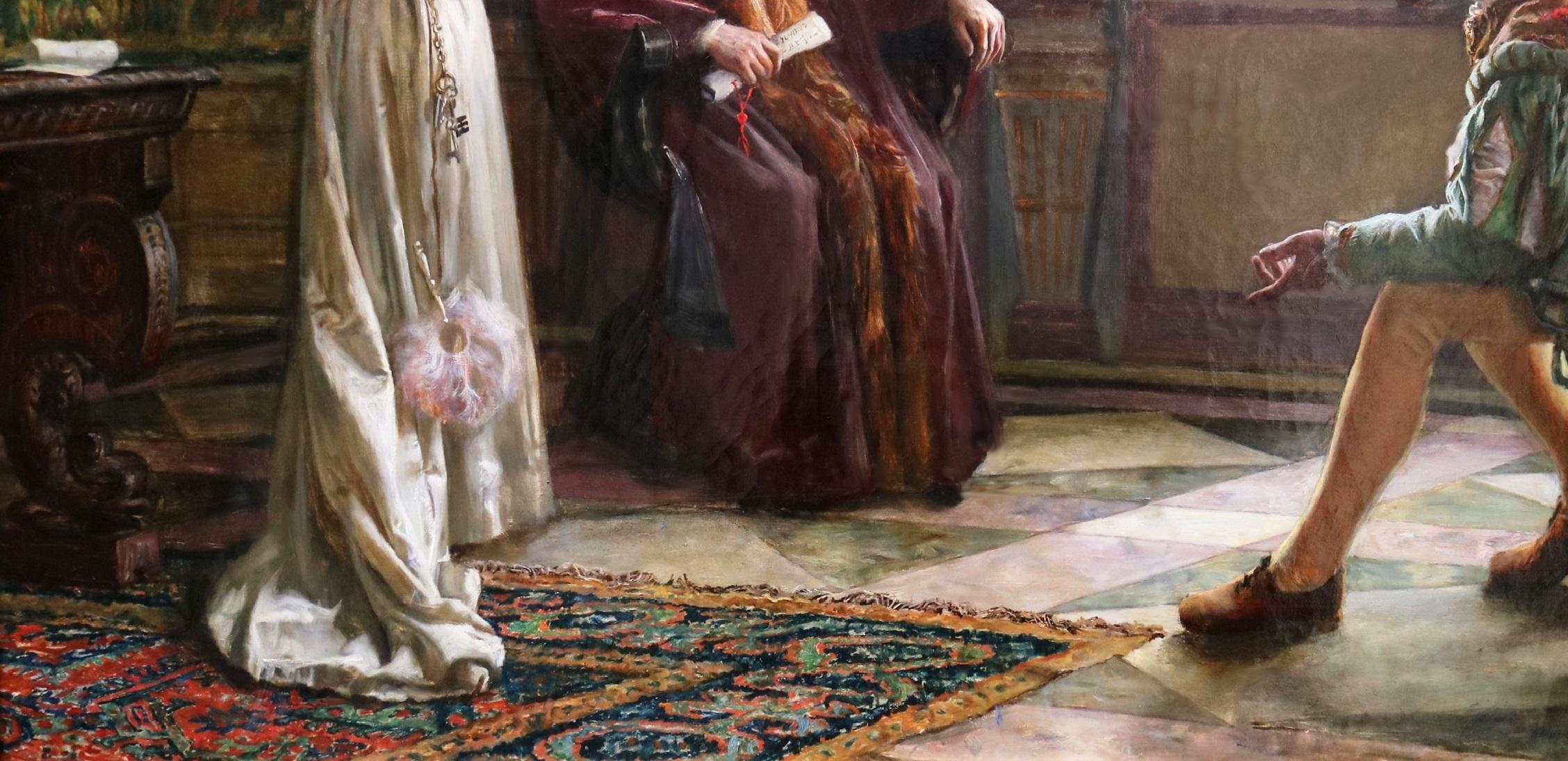 Othello recounting his Adventures to Desdemona - Large 19th Century Oil Painting - Brown Portrait Painting by Francis Sydney Muschamp