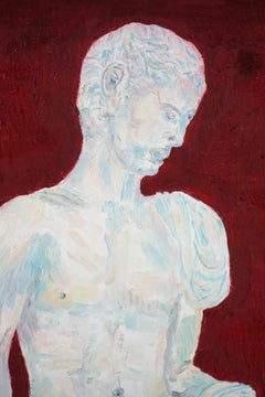 "Perfect Empire #11", Classical Roman Male Sculpture Figurative Study on Red