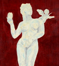 "Imperio perfecto nº 6", Escultura griega clásica Retrato Estudio figurativo sobre rojo