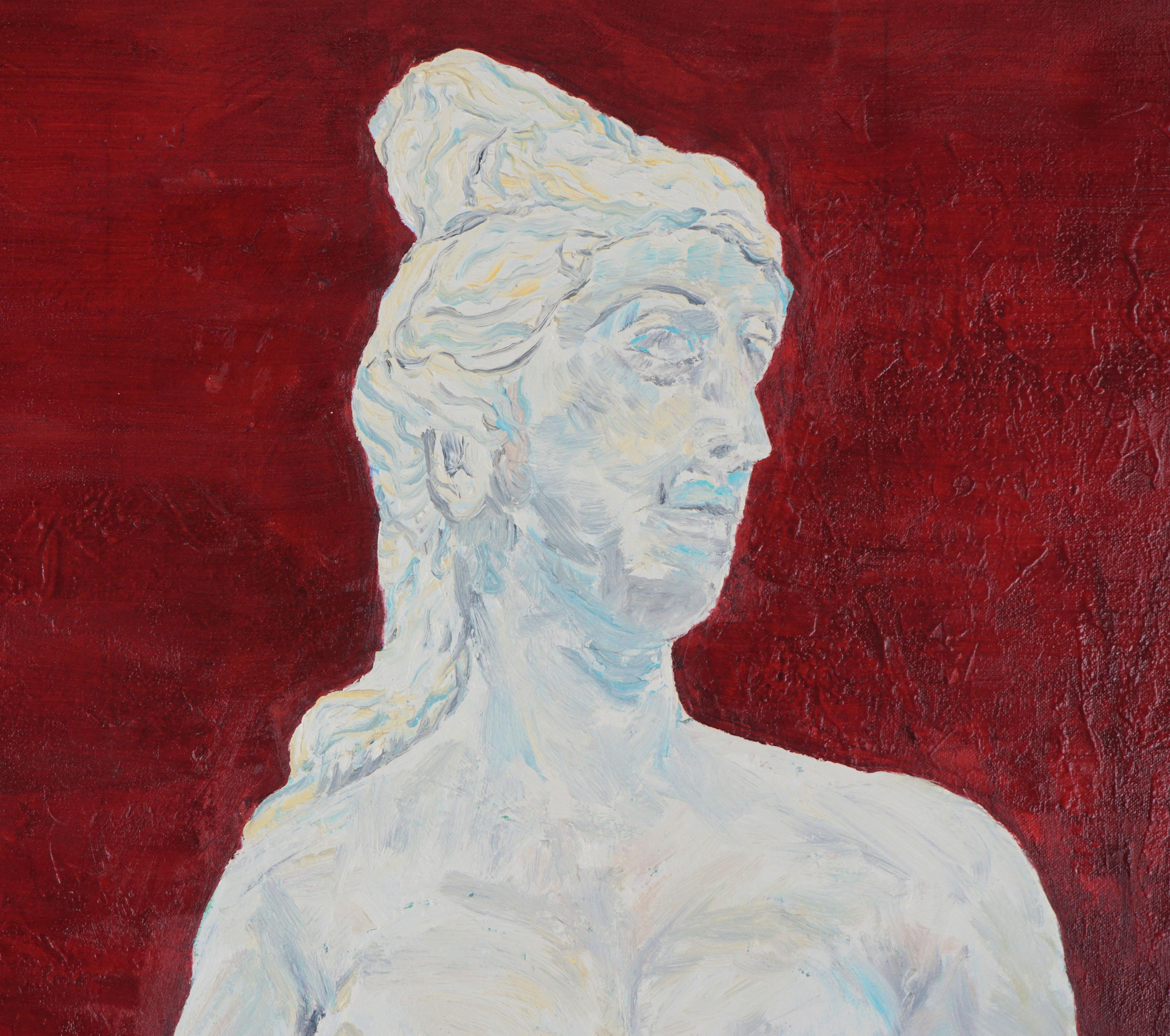 « Perfect Empire #7 », étude figurative classique d'Aphrodite sur rouge - Painting de Francis Tanseco