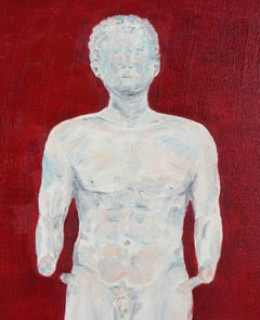 "Perfect Empire #8", Classical Roman Male Sculpture Figurative Study on Red
