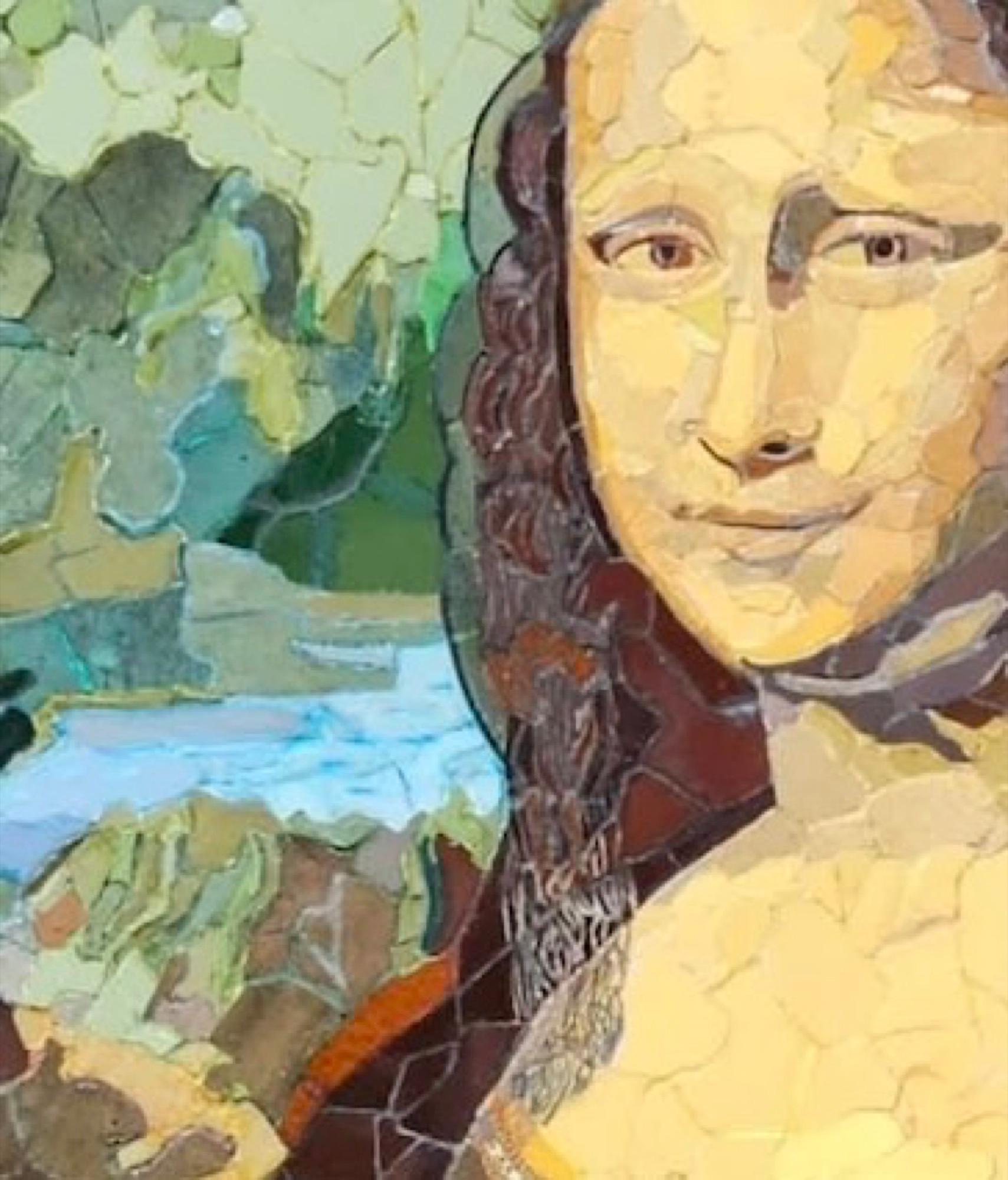 Francis Thorrington, Mona Lisa
 
Ceramic on board 

Original artwork 

59.5 x 84 cm (23.4 × 33.1 in)

Signed by the artist 

Francis Thorrington
Francis began working with mosaics in 2015 while attending an art therapy centre in Salford as part of