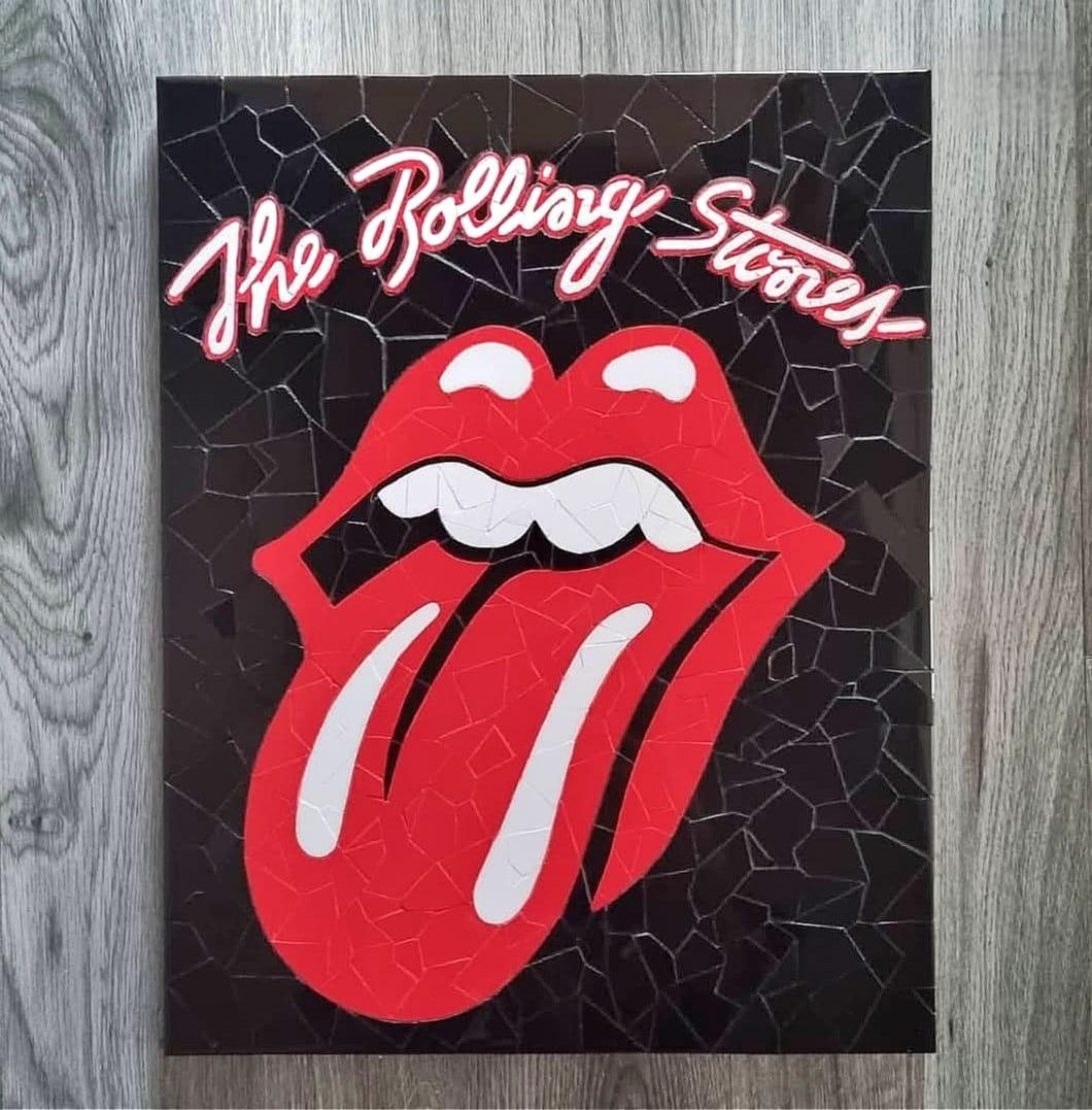 Rolling Stones Mosaic - Mosaic Art - Contemporary Mixed Media Art by Francis Thorrington