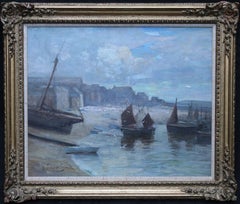 St Ives Harbour-British art Cornish seascape oil painting female artist Cornwall