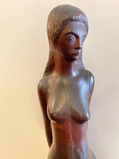 Francis Wharton Stork "Standing Woman" Walnut Carved Statue
