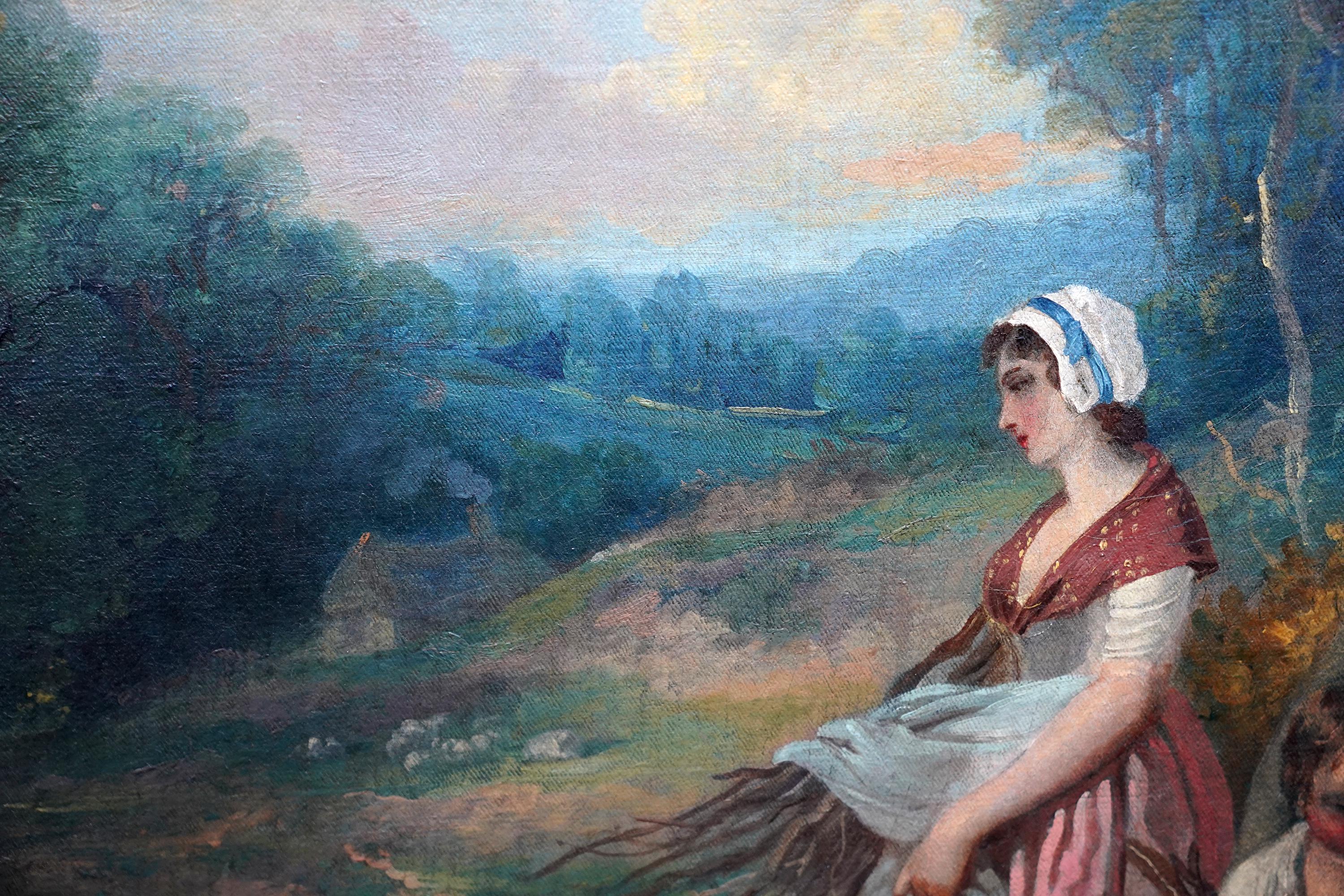 Famiglia che raccoglie combustibile invernale in un paesaggio - dipinto ad olio di un vecchio maestro britannico in vendita 9