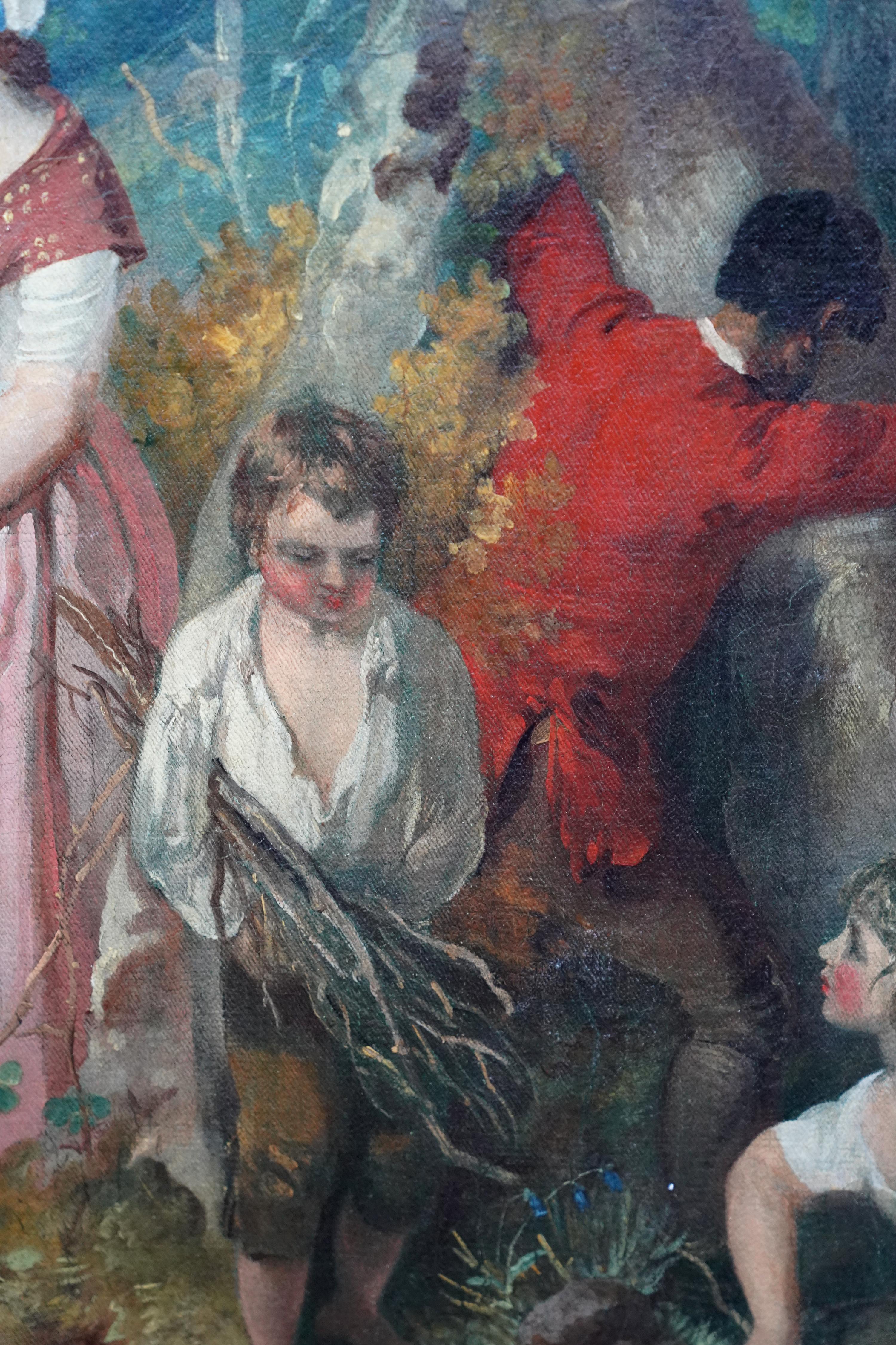 Famiglia che raccoglie combustibile invernale in un paesaggio - dipinto ad olio di un vecchio maestro britannico in vendita 10