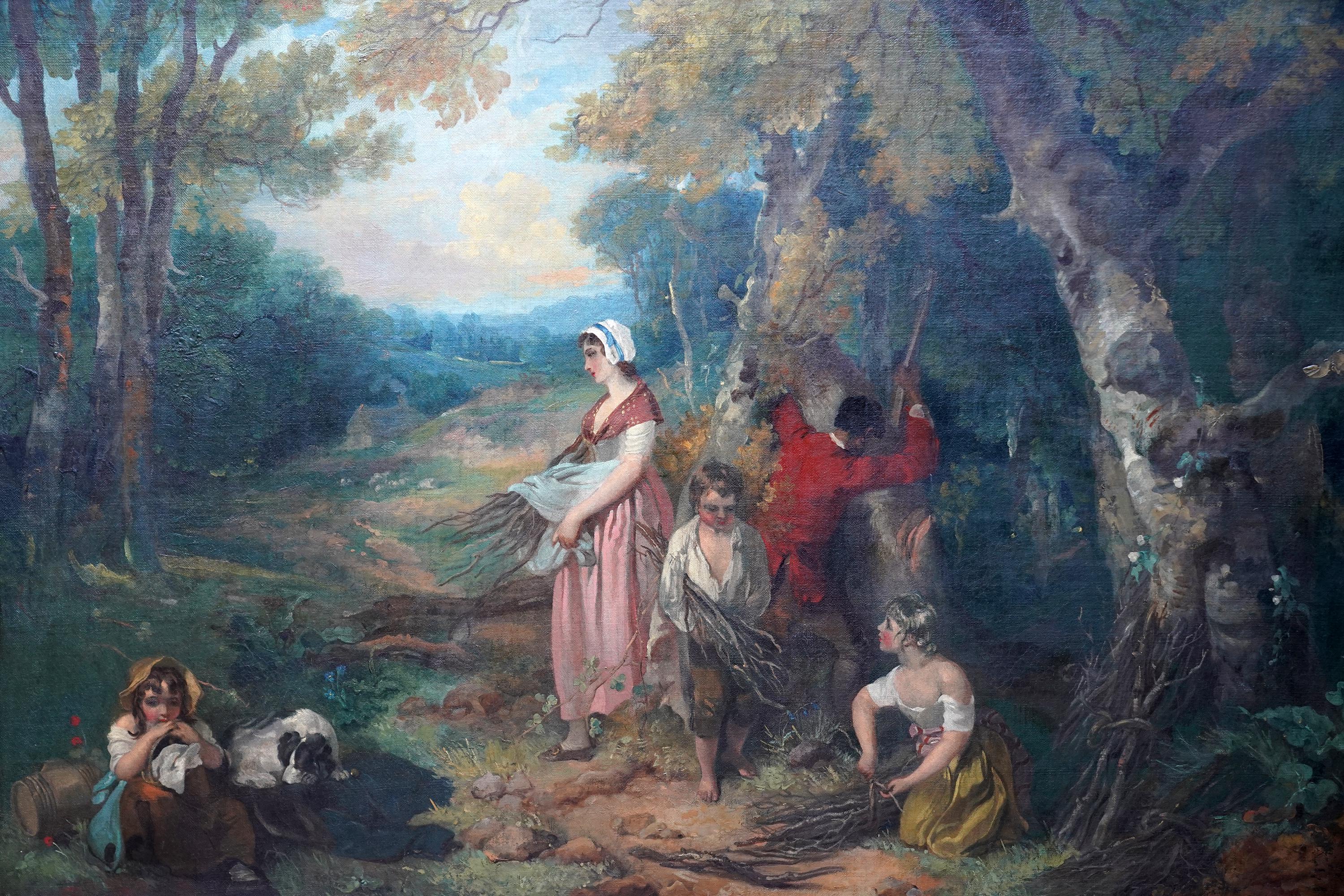 Famiglia che raccoglie combustibile invernale in un paesaggio - dipinto ad olio di un vecchio maestro britannico - Painting Antichi maestri di Francis Wheatley