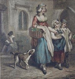 Gravure de la série « The Cries of London » : « Two Bunches a Penny Primroses » (Deux bouleaux et une poupée)