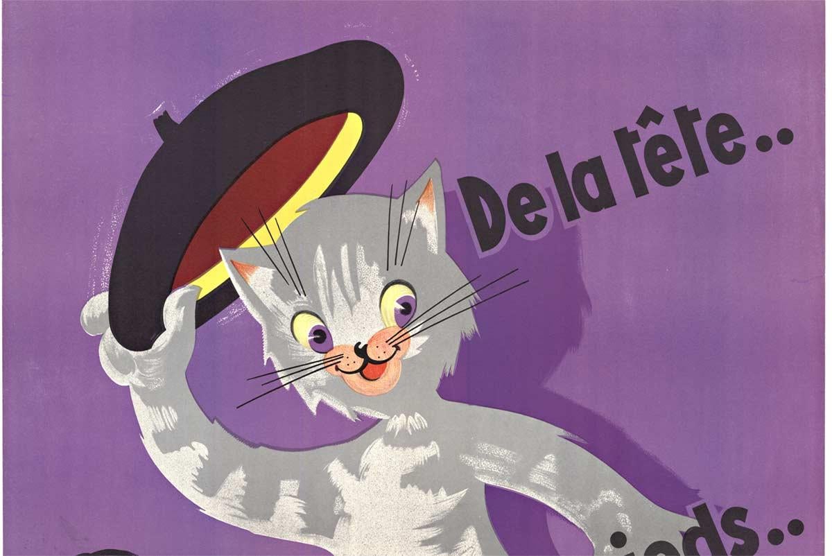 Original Jeva de la tête aux pieds  vom Kopf bis Fuß Vintage Französisches Poster (Violett), Animal Print, von Francis Wibaux